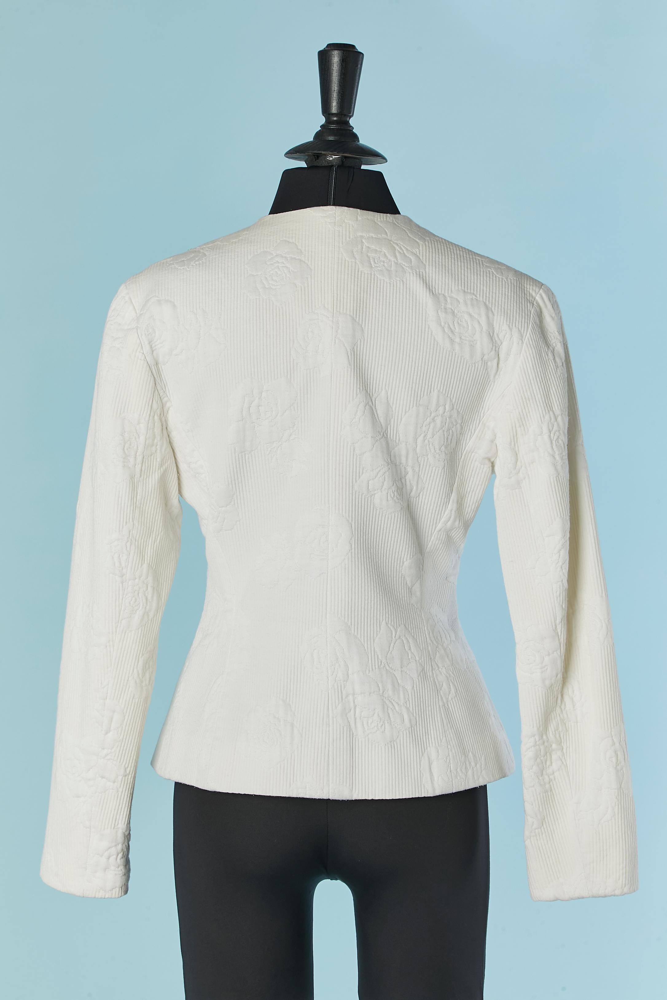 White cotton jacquard double breasted jacket lightly quilted LANVIN For Sale 1
