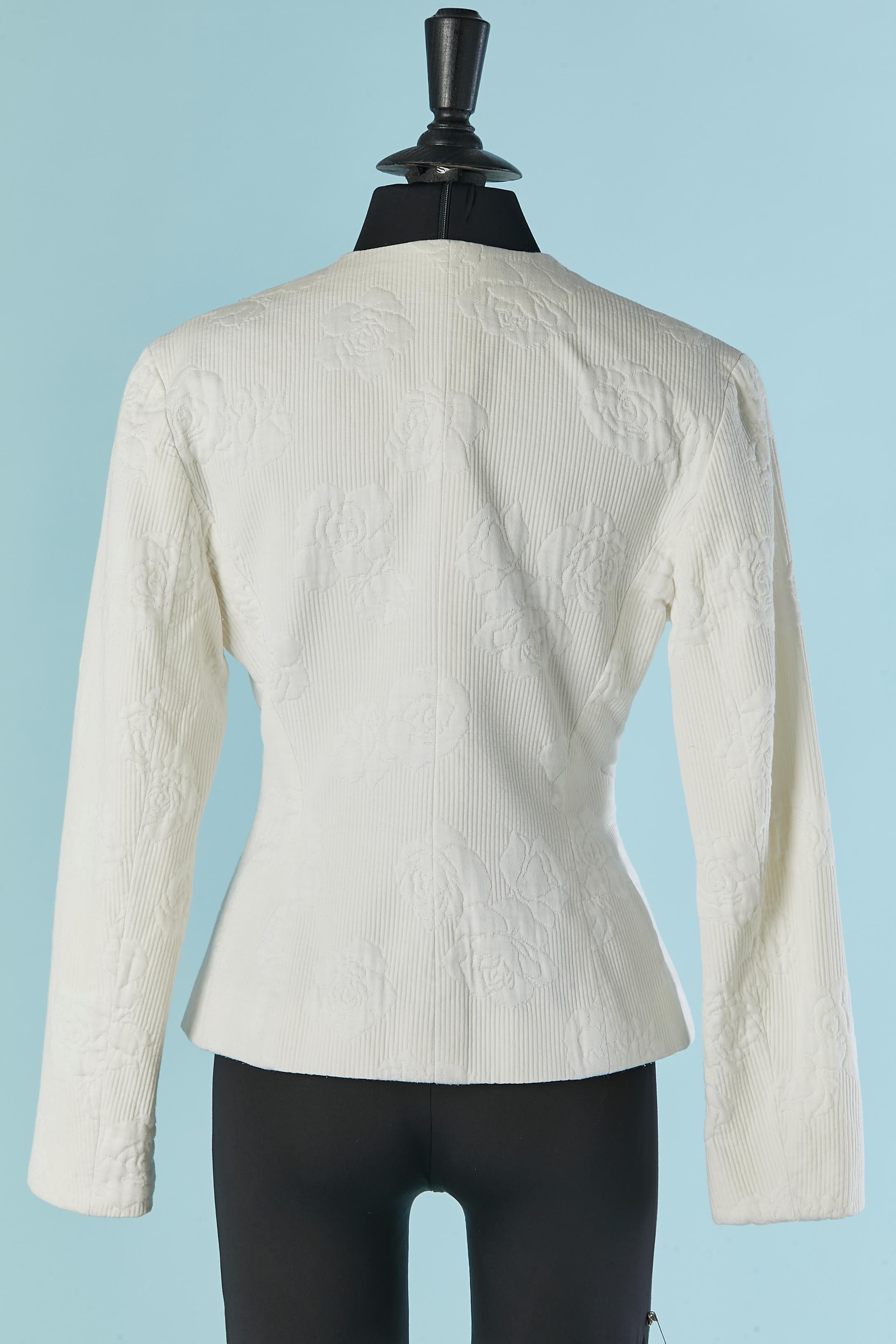 White cotton jacquard double breasted jacket lightly quilted LANVIN For Sale 2