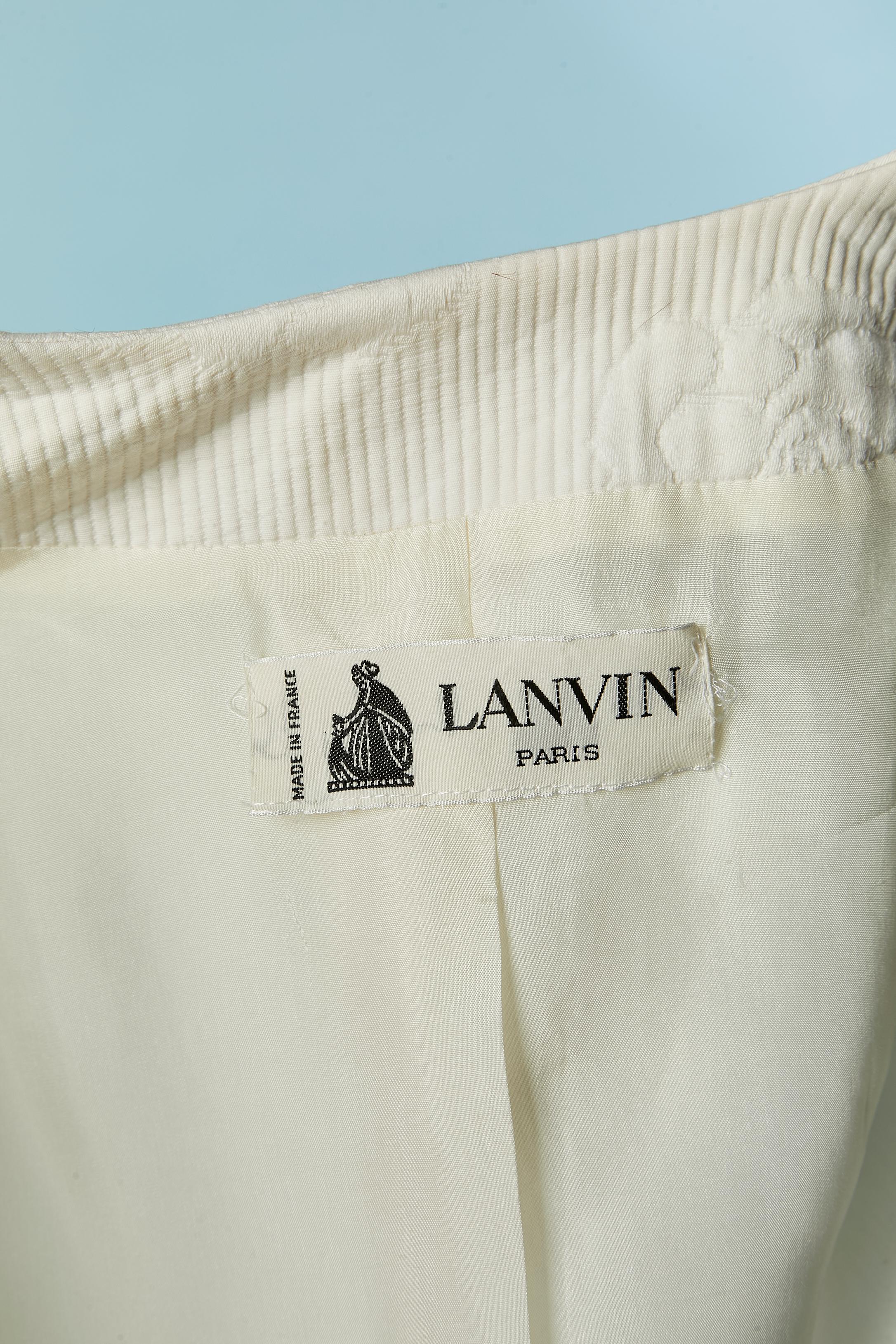 White cotton jacquard double breasted jacket lightly quilted LANVIN For Sale 3