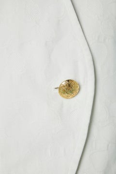 White cotton jacquard  jacket with leaves pattern Yves Saint Laurent Variation
