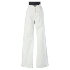 White cotton jean for men topstitched in the middle front Chanel