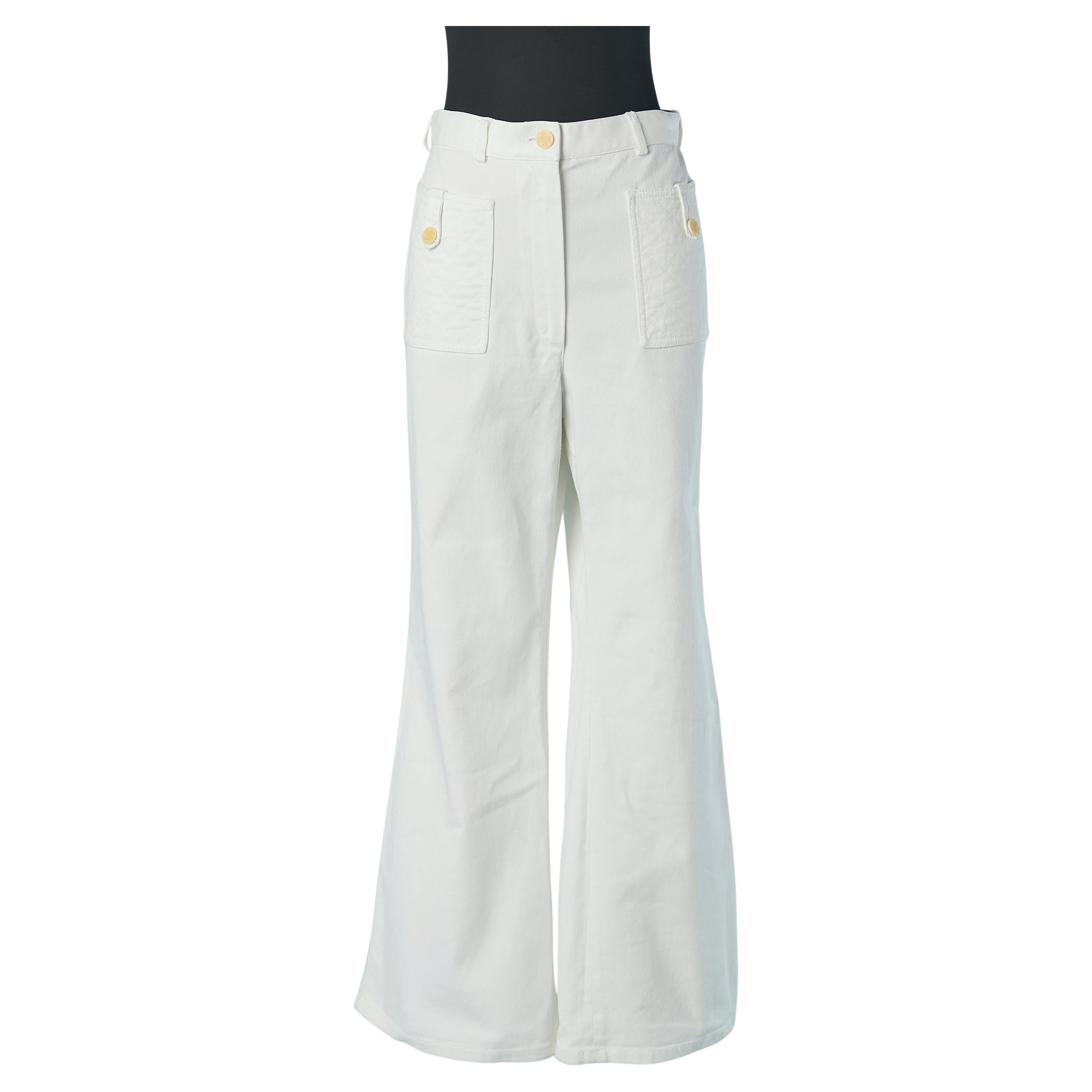 White cotton jean with top-stitched pocket and branded buttons CHANEL 2004