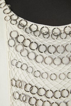 White cotton knit dress with silver metal rings Christian Dior Boutique