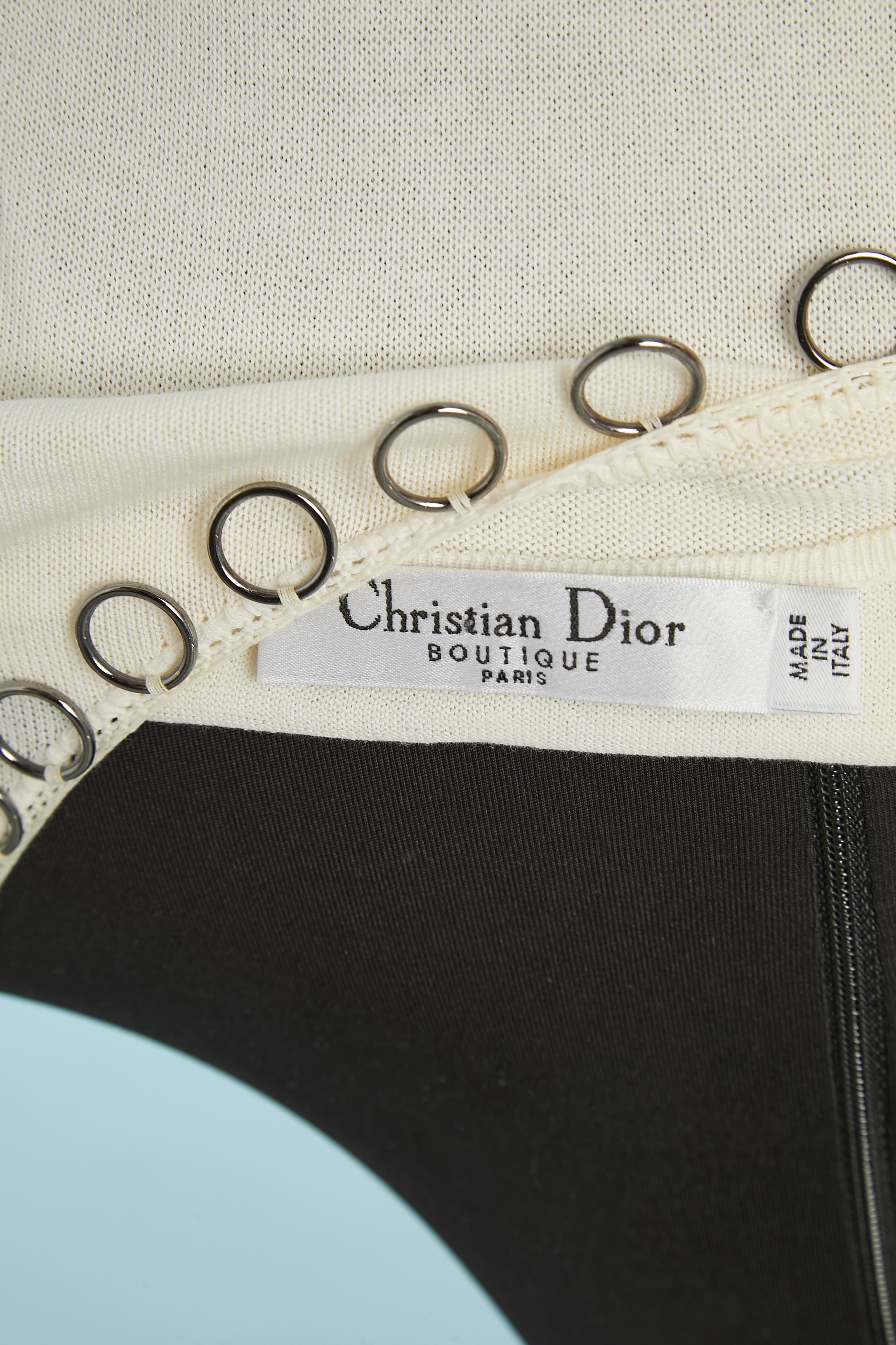 White cotton knit dress with silver metal rings Christian Dior Boutique  For Sale 1