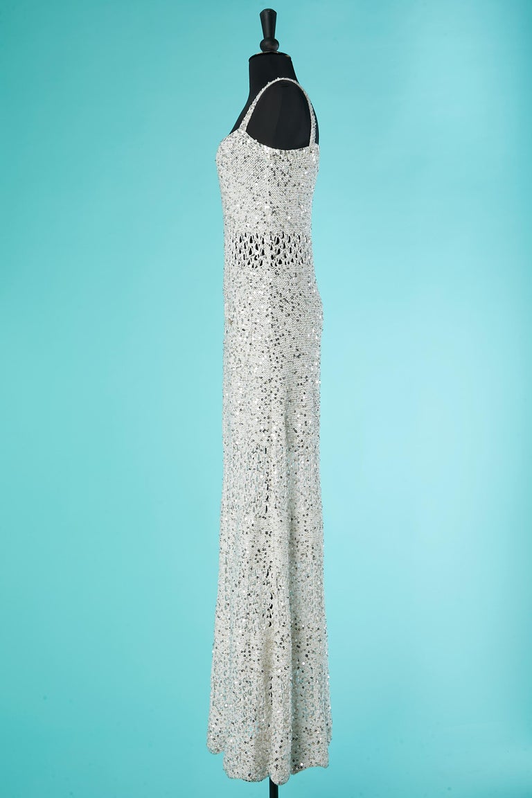 White cotton knit evening dress with sequins Chanel Resort 2023 at 1stDibs