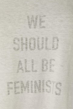 White cotton & linen tee-shirt " we should all be feminist " CHRISTIAN DIOR New