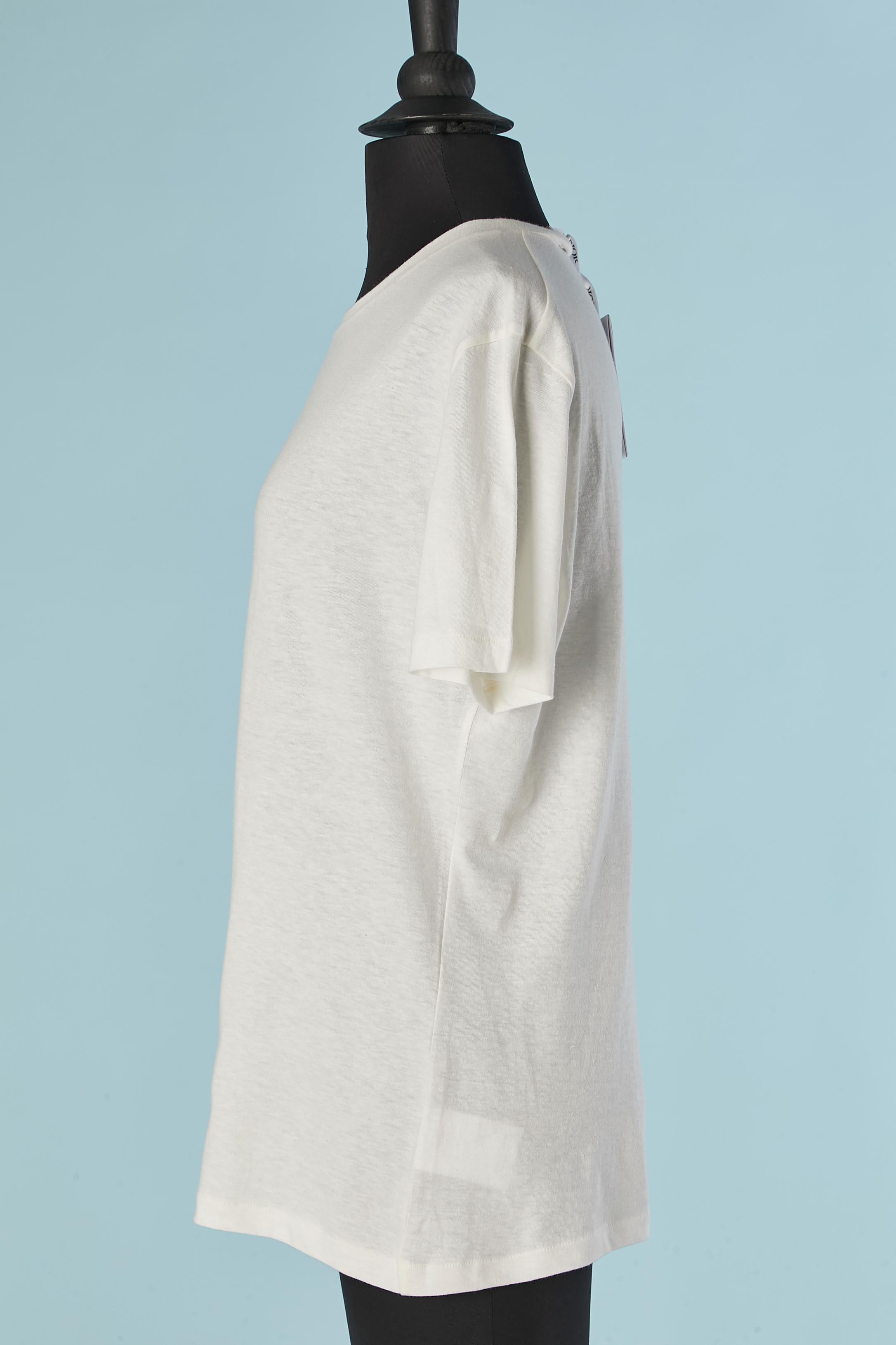 Camiseta blanca de algodón y lino 