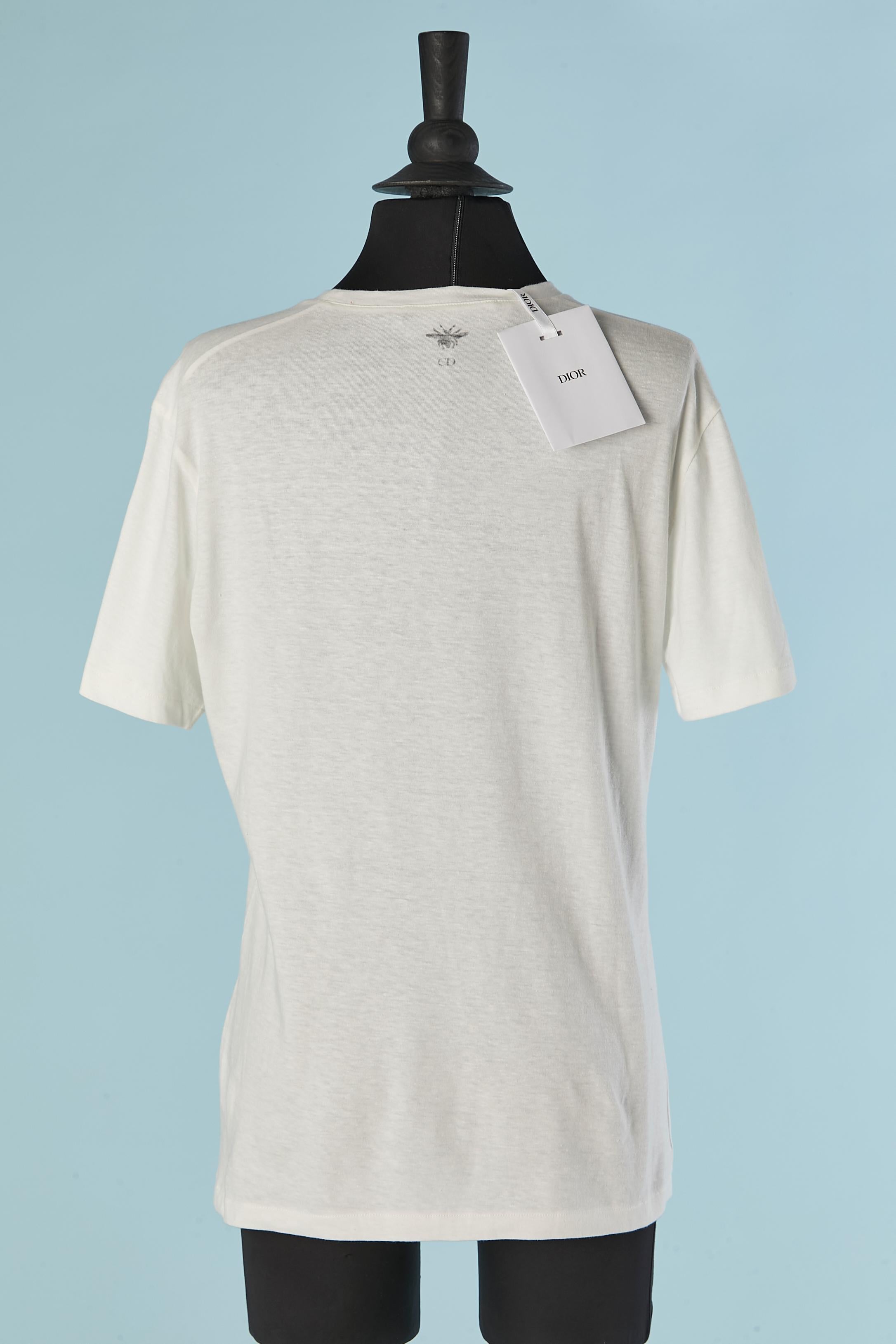 Camiseta blanca de algodón y lino 