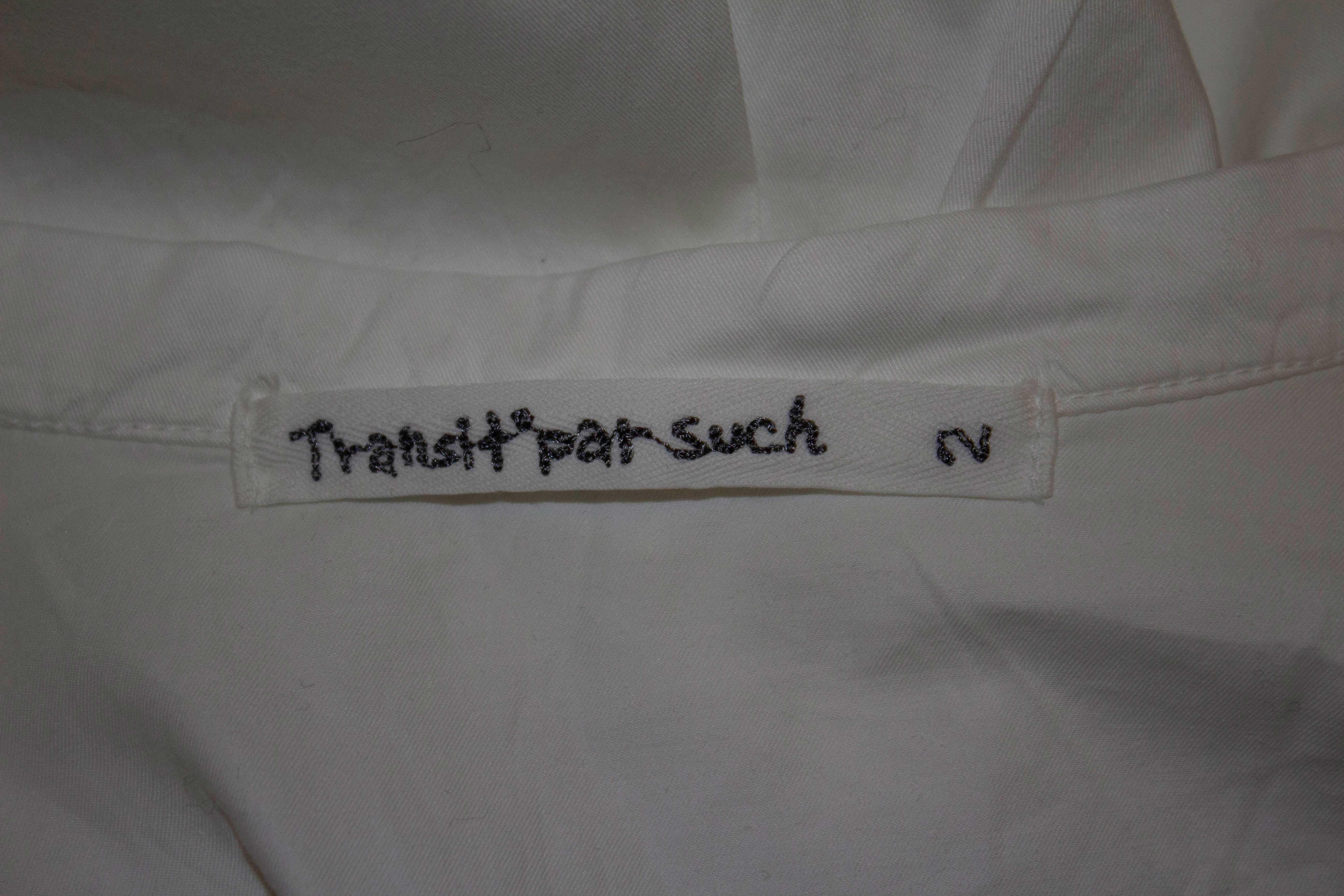 Women's White Cotton Long Shirt /Tunic by Transit par Such For Sale