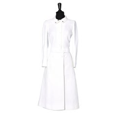 White cotton "piqué" jacket and wrap skirt Courrèges Circa 1970