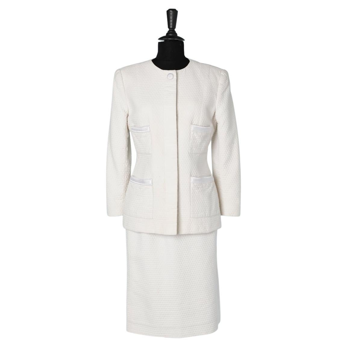White cotton piqué skirt-suit Oscar de la Renta Pink Label 
