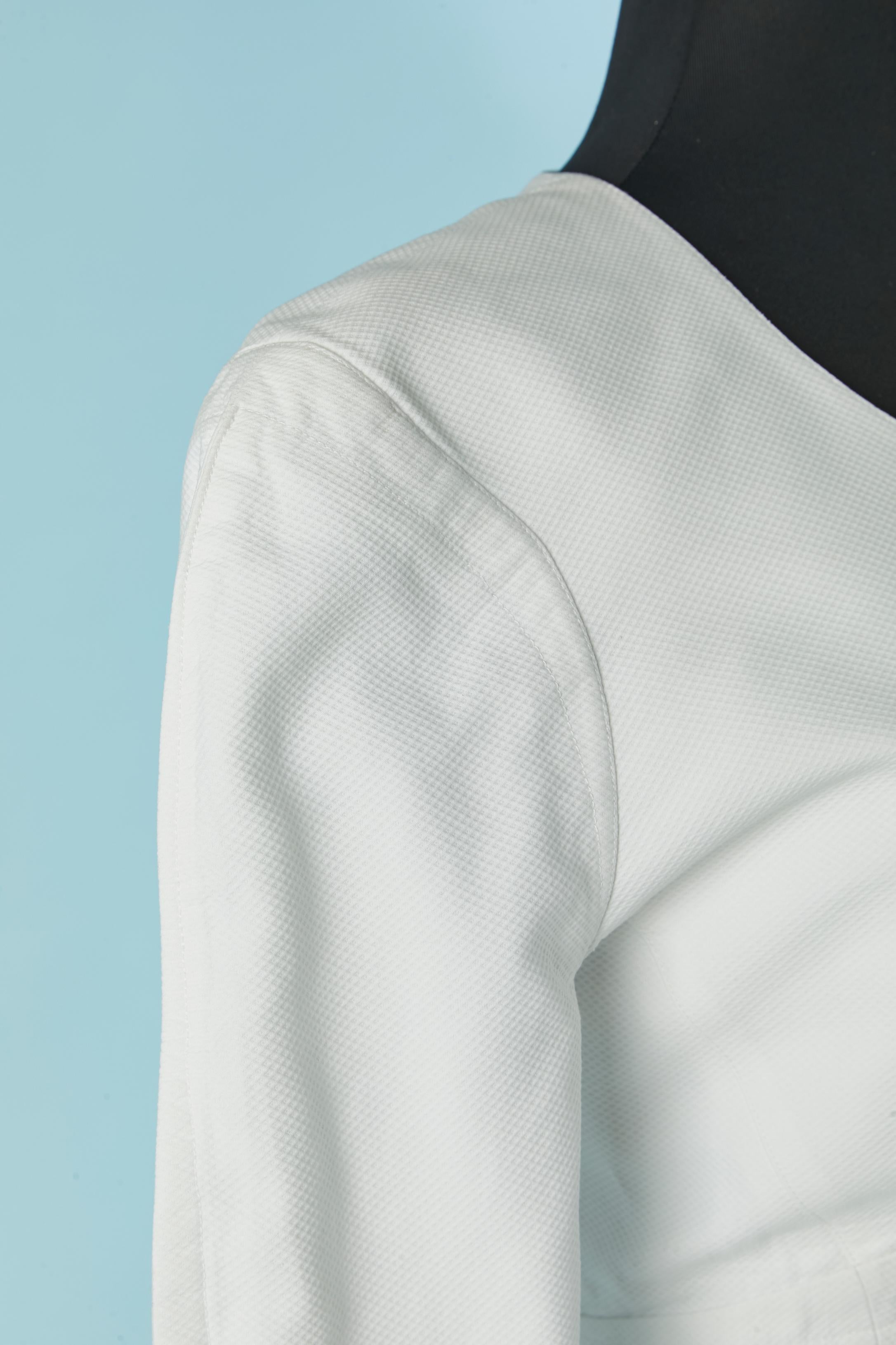 Tuta-gonna in piqué di cotone bianco con fiocco sul retro della giacca Thierry Mugler In condizioni ottime in vendita a Saint-Ouen-Sur-Seine, FR