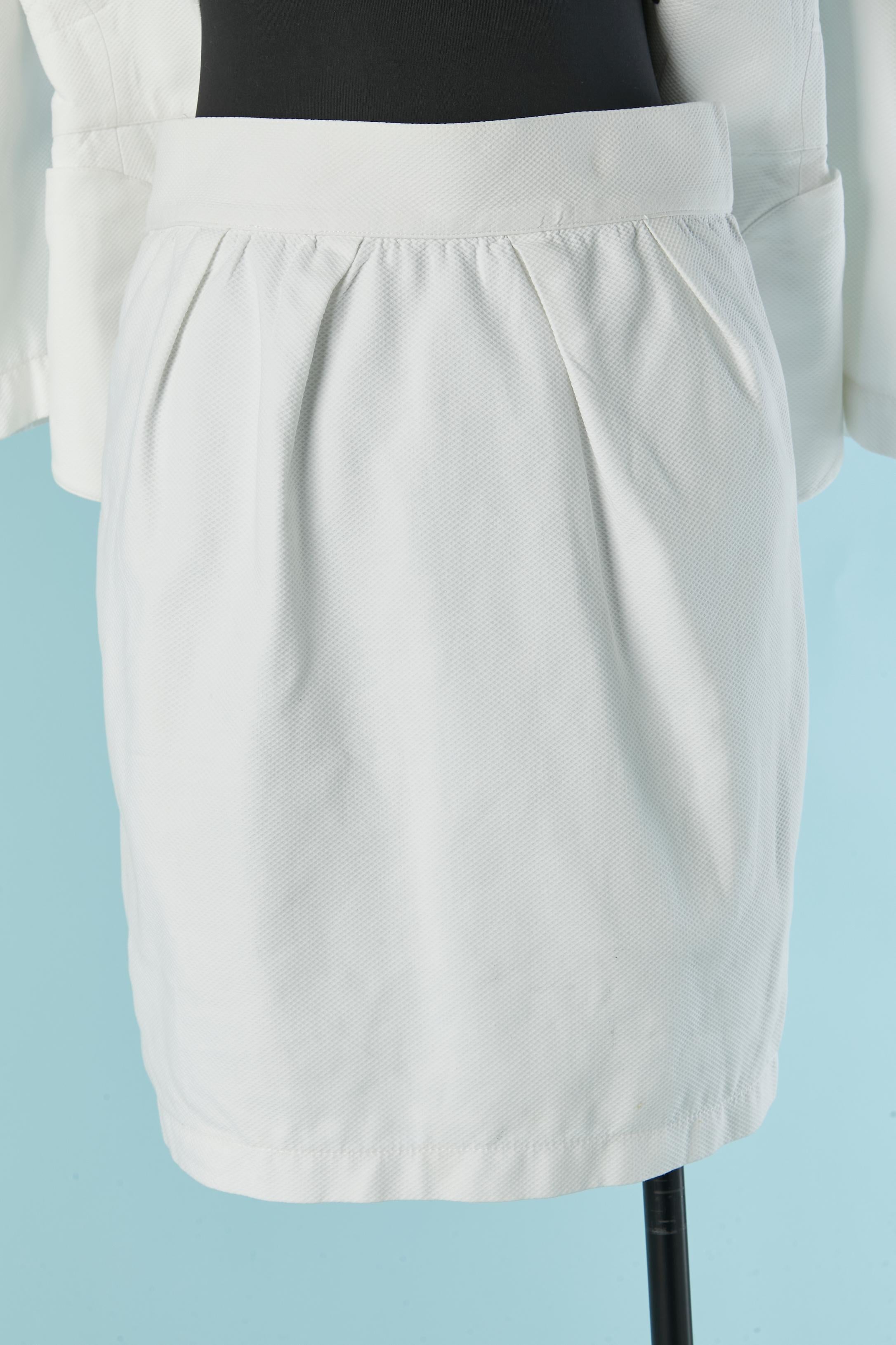 Tuta-gonna in piqué di cotone bianco con fiocco sul retro della giacca Thierry Mugler in vendita 3