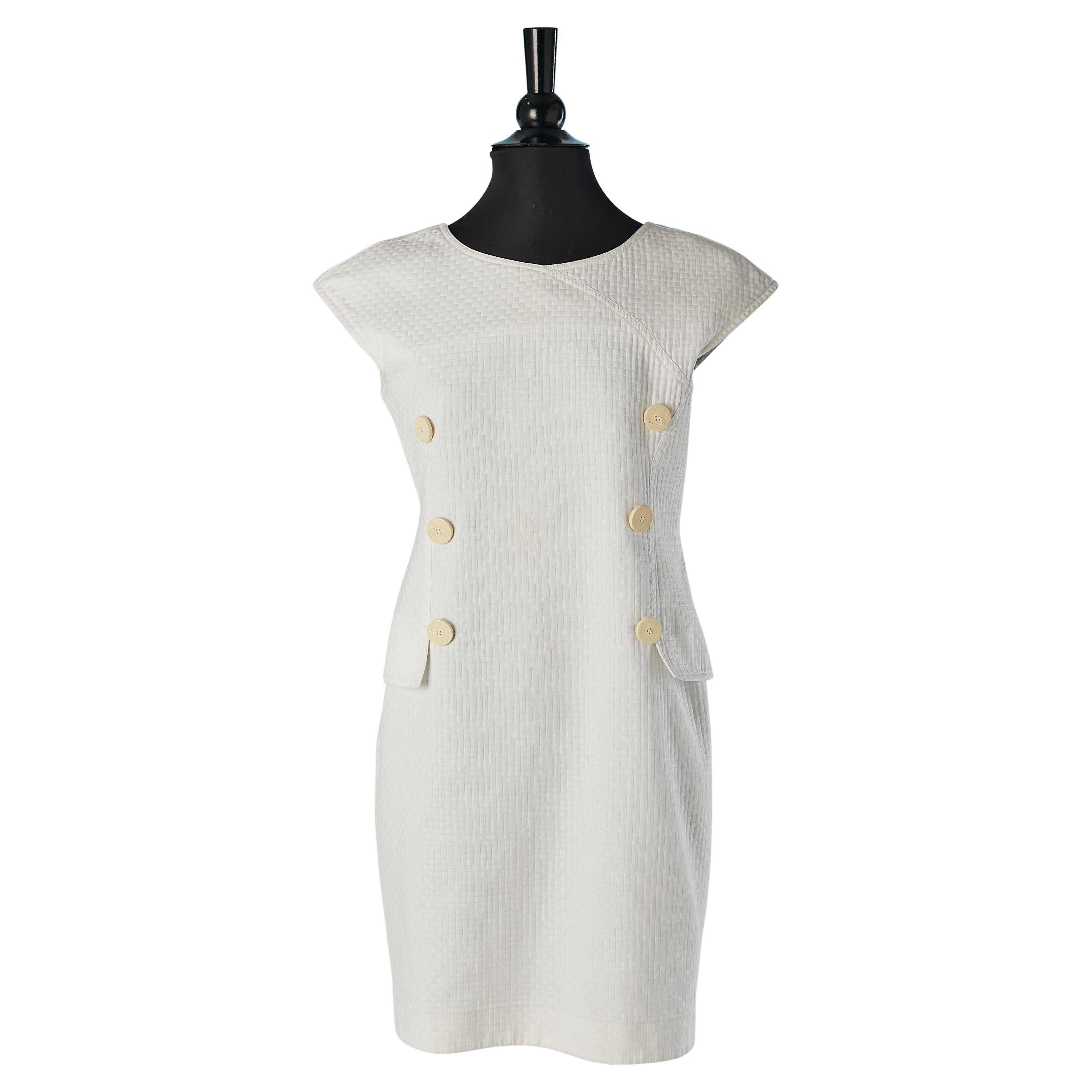 White cotton Piqué sleeveless dress COURREGES