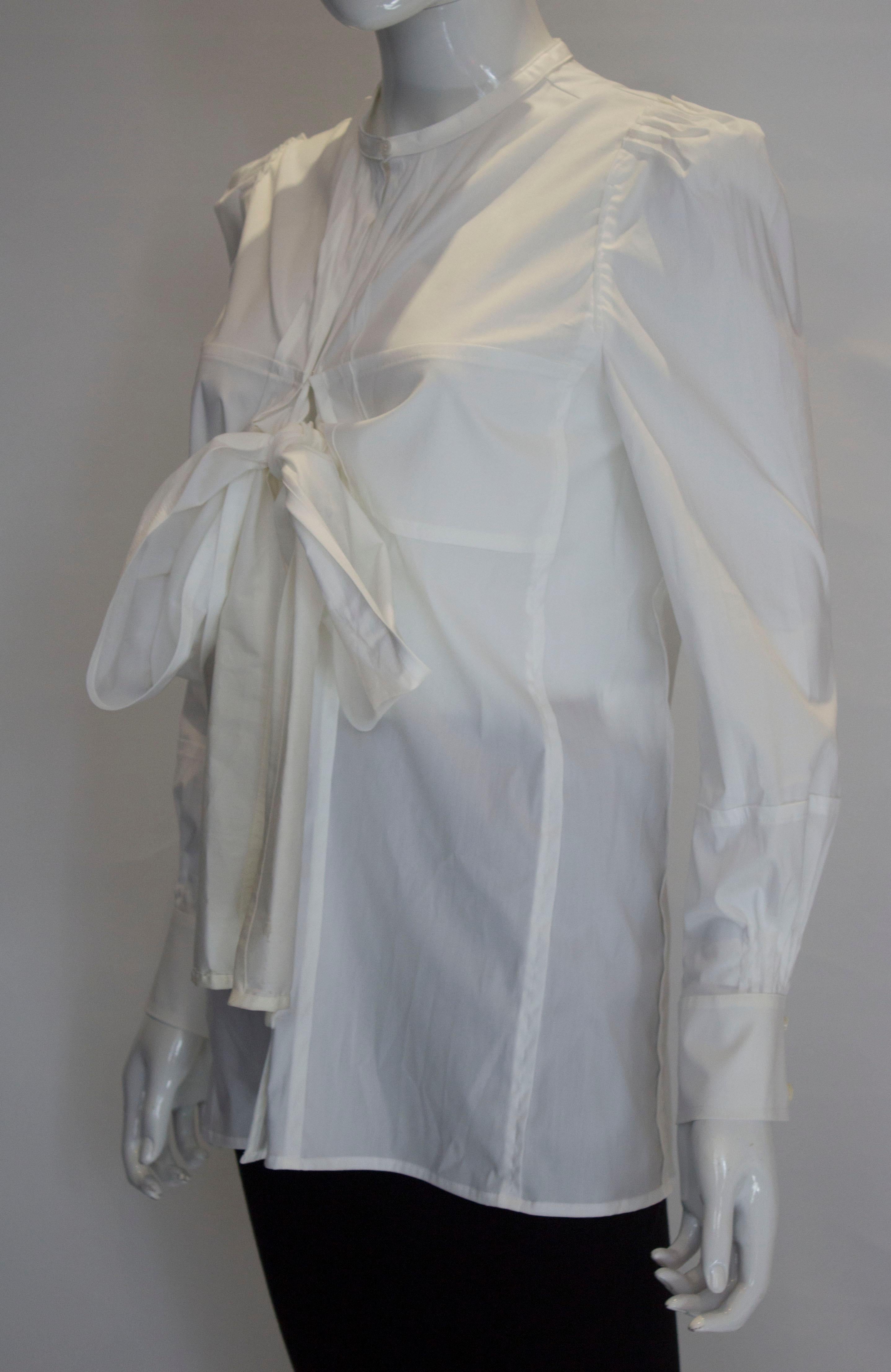Gray White Cotton Shirt by Yves Saint Laurent Rive Gauche For Sale