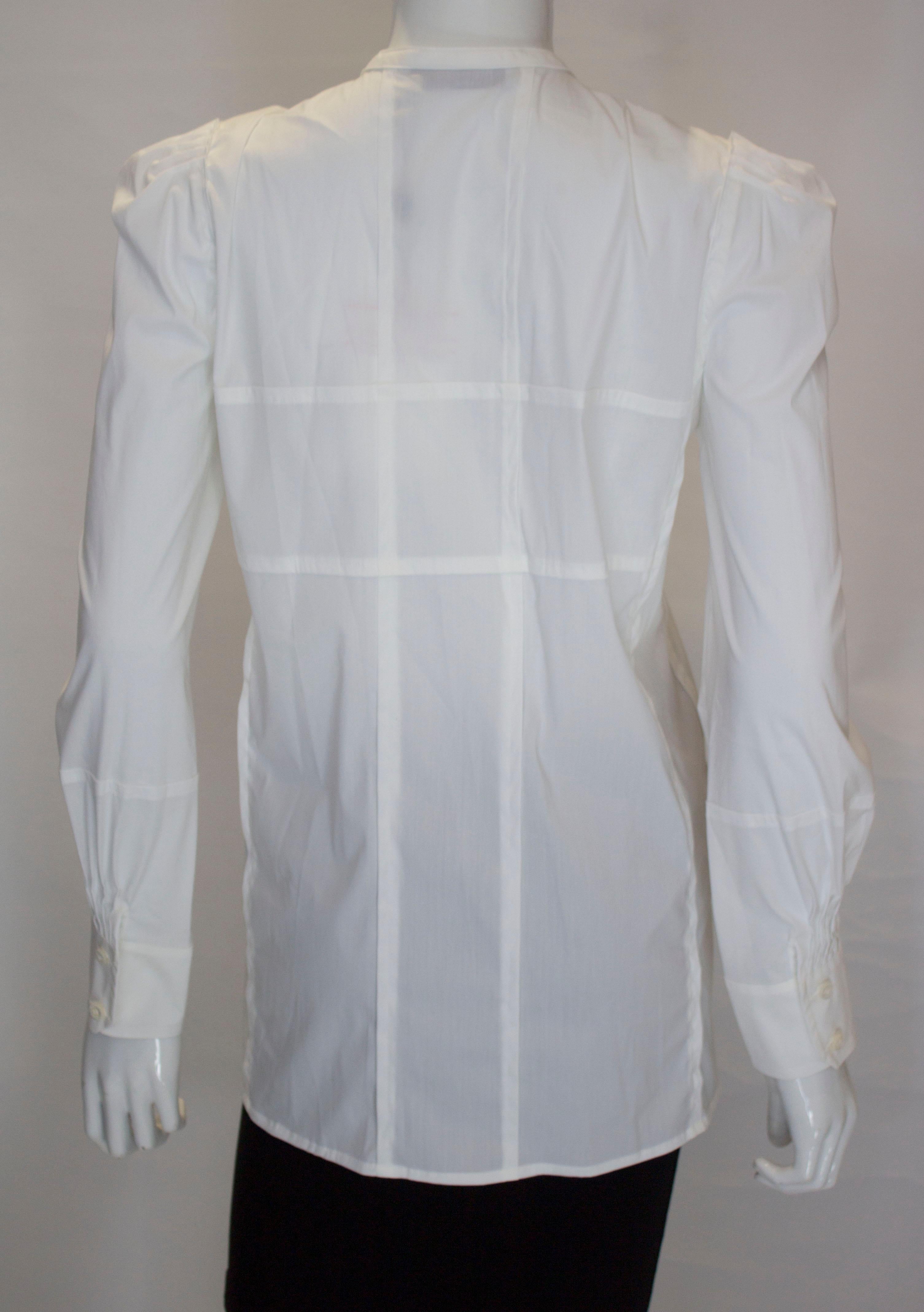 White Cotton Shirt by Yves Saint Laurent Rive Gauche For Sale 2