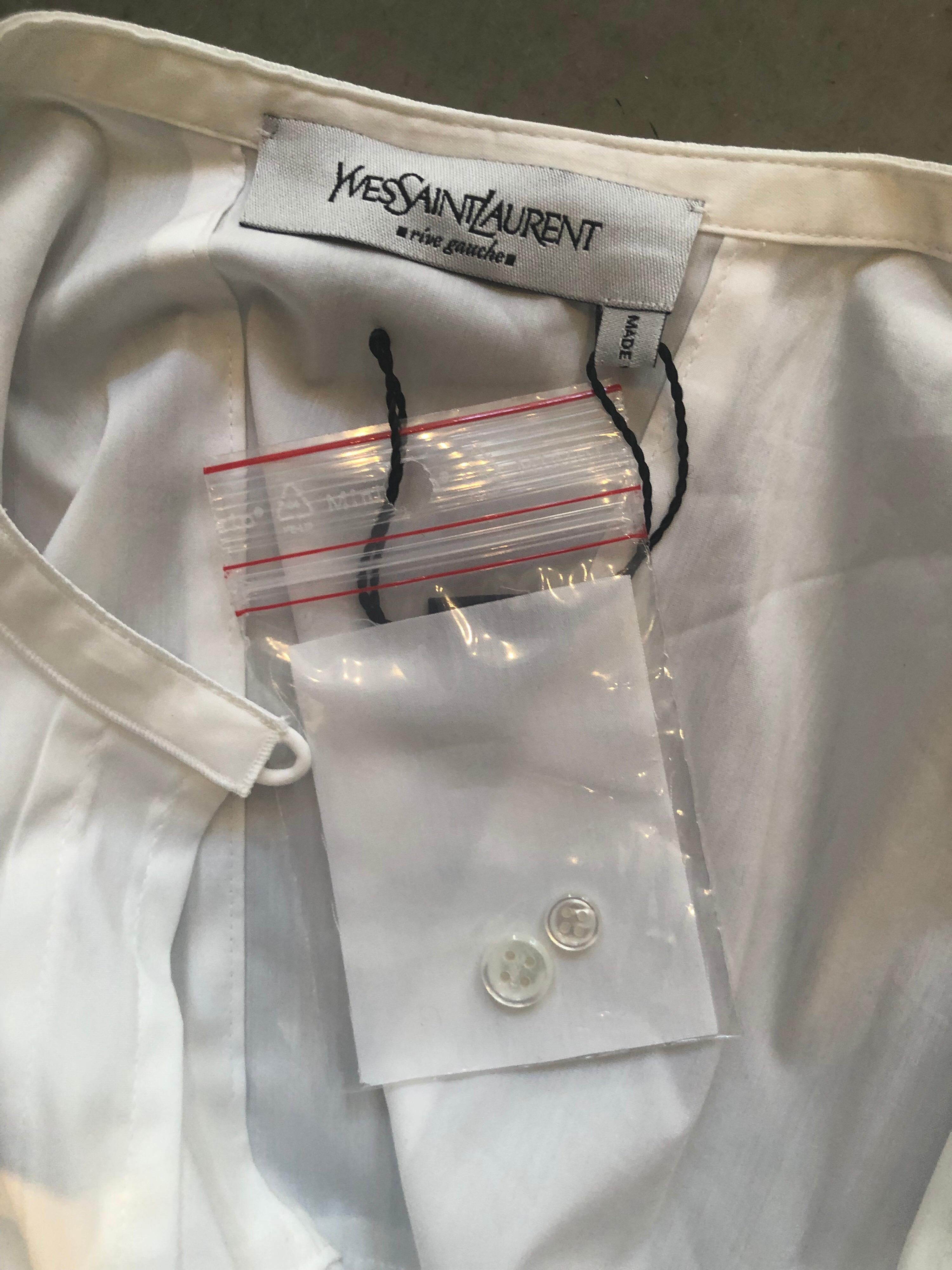 White Cotton Shirt by Yves Saint Laurent Rive Gauche For Sale 3