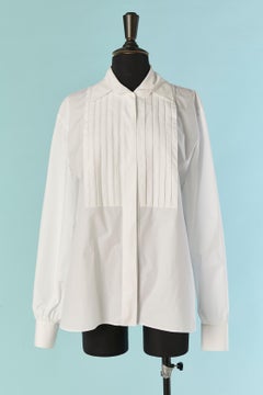 White cotton shirt pleated on the front ALEXANDRE VAUTHIER