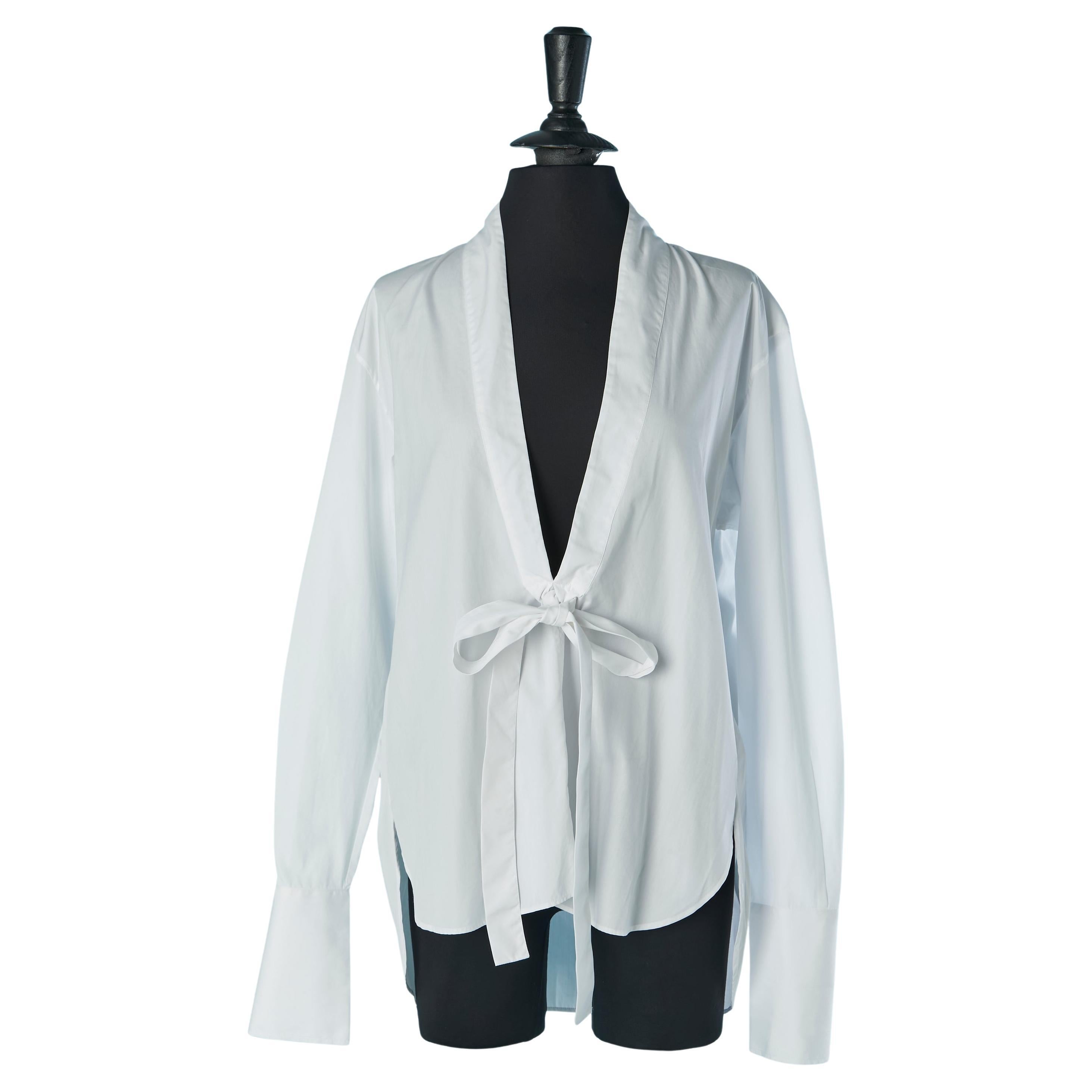 Chemise en coton blanc à col kimono CHRISTIAN DIOR