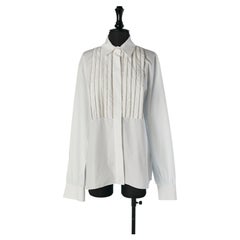White cotton shirt with plastron and rhinestone embellishment ALEXANDRE VAUTHIER