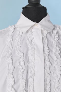 White cotton shirt with ruffle plastron on the front ALEXANDRE VAUTHIER