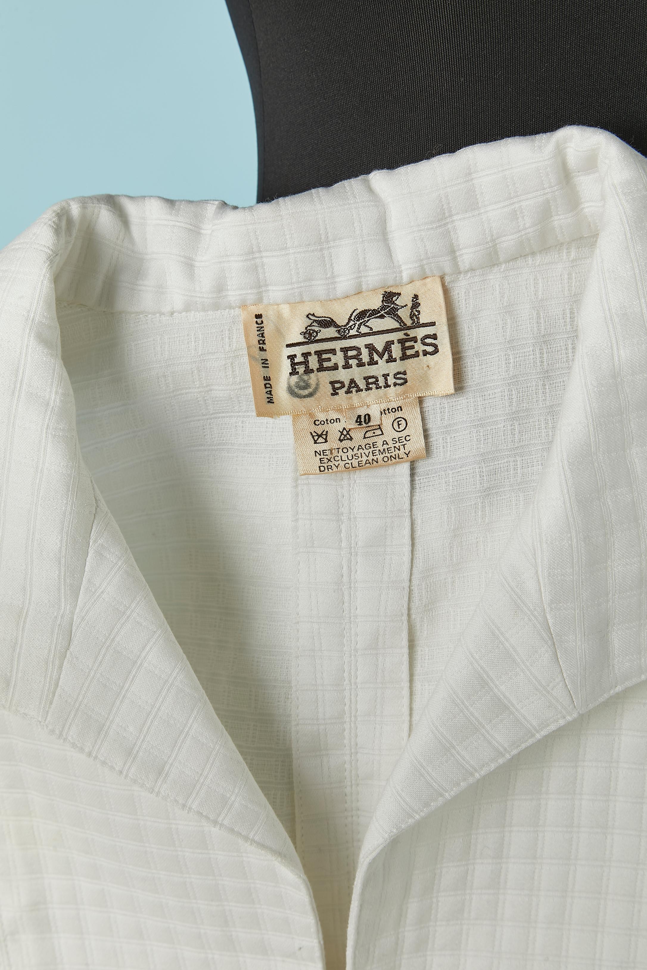 Ensemble short et jupe en coton blanc HERMES New en vente 3