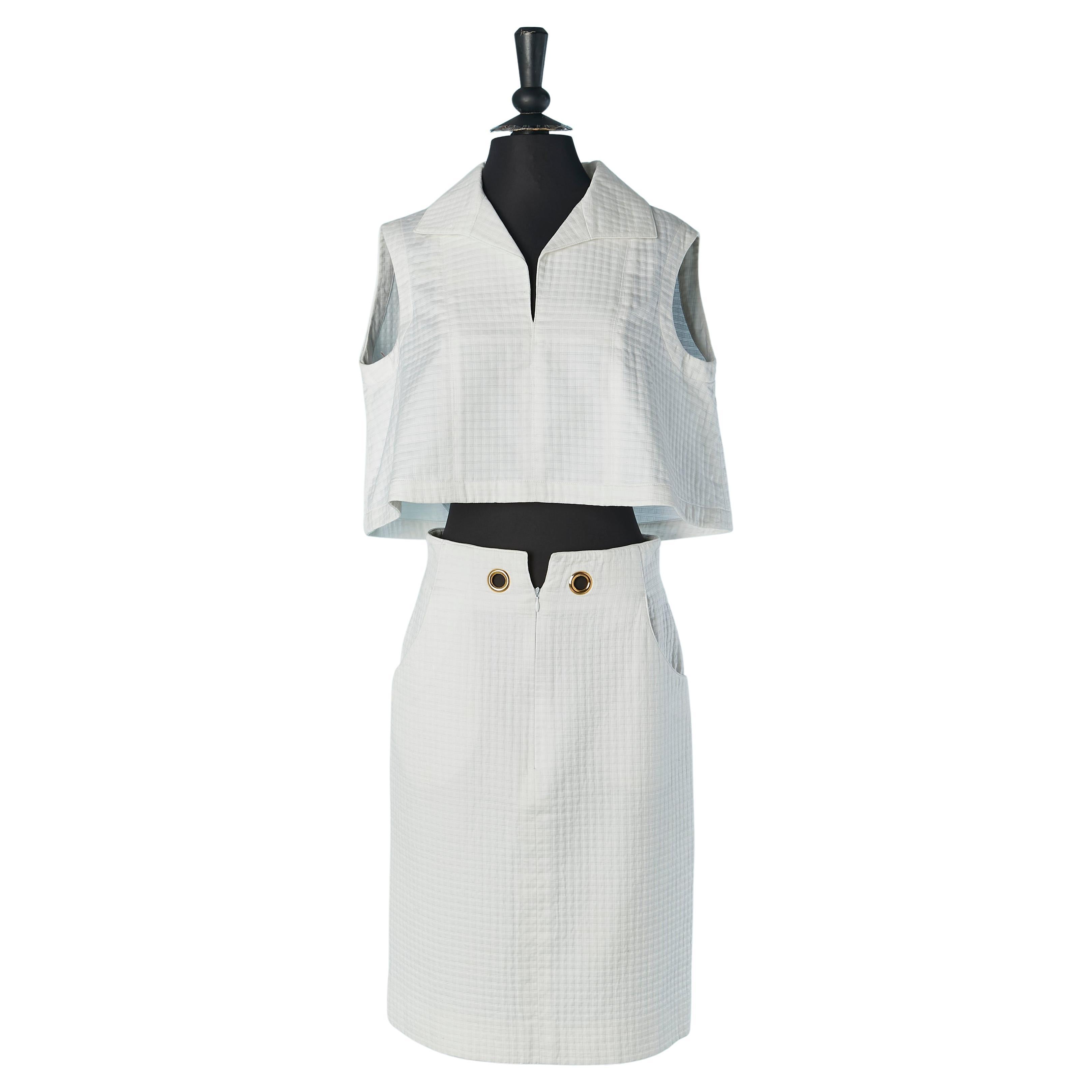 Ensemble short et jupe en coton blanc HERMES New