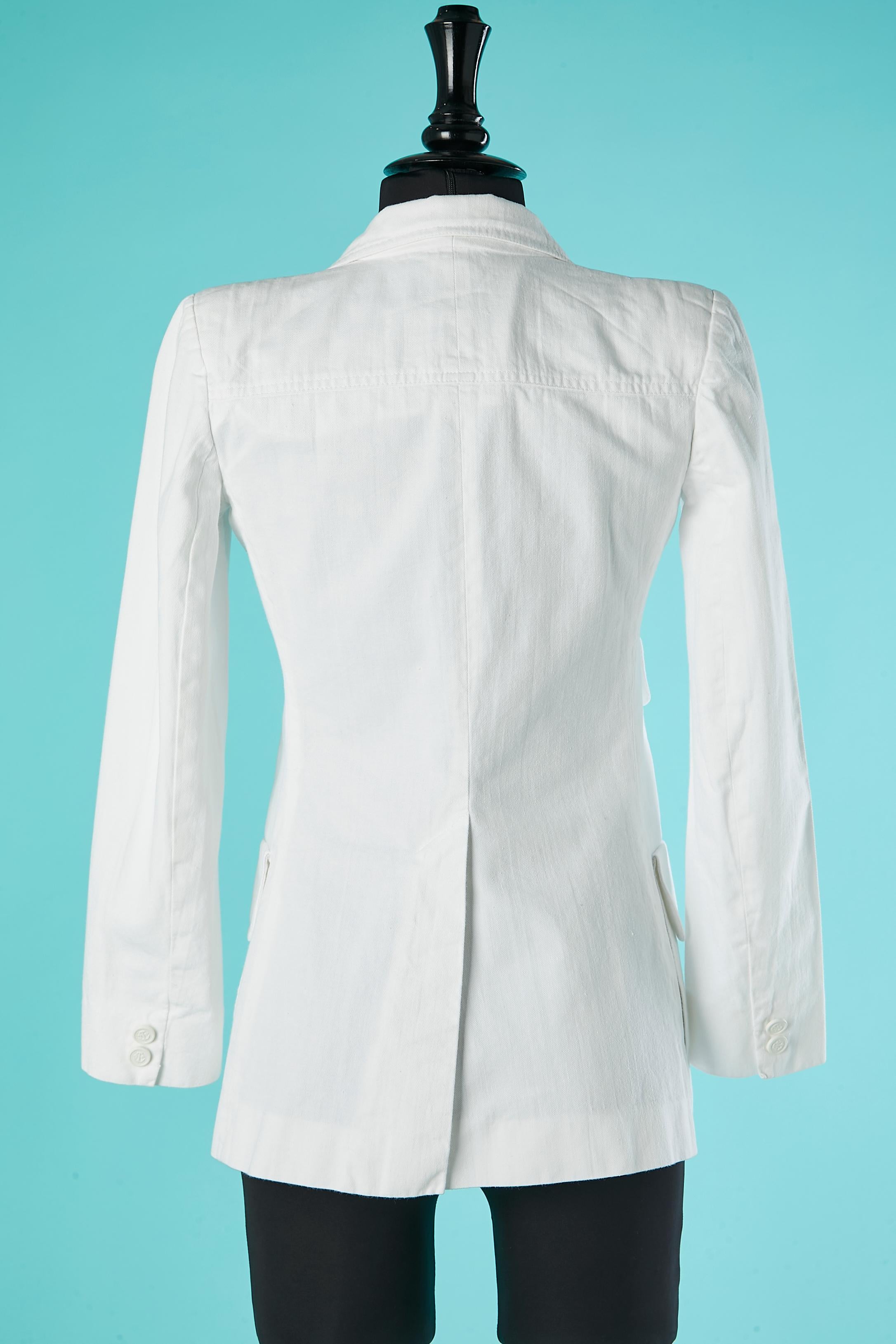 White cotton single breasted jacket with pockets Ted Lapidus Circa 1970's  For Sale 2