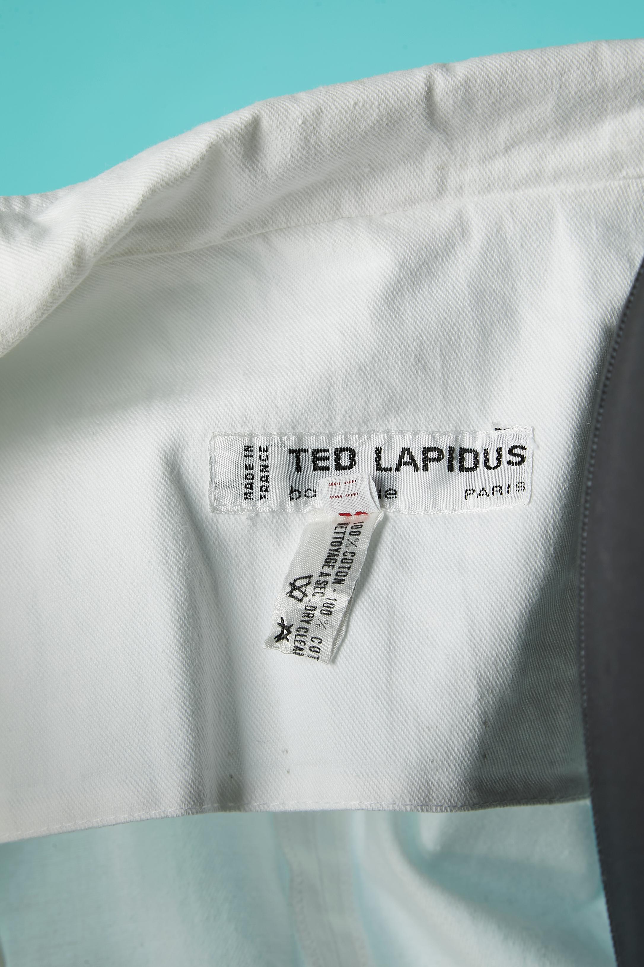 White cotton single breasted jacket with pockets Ted Lapidus Circa 1970's  For Sale 3