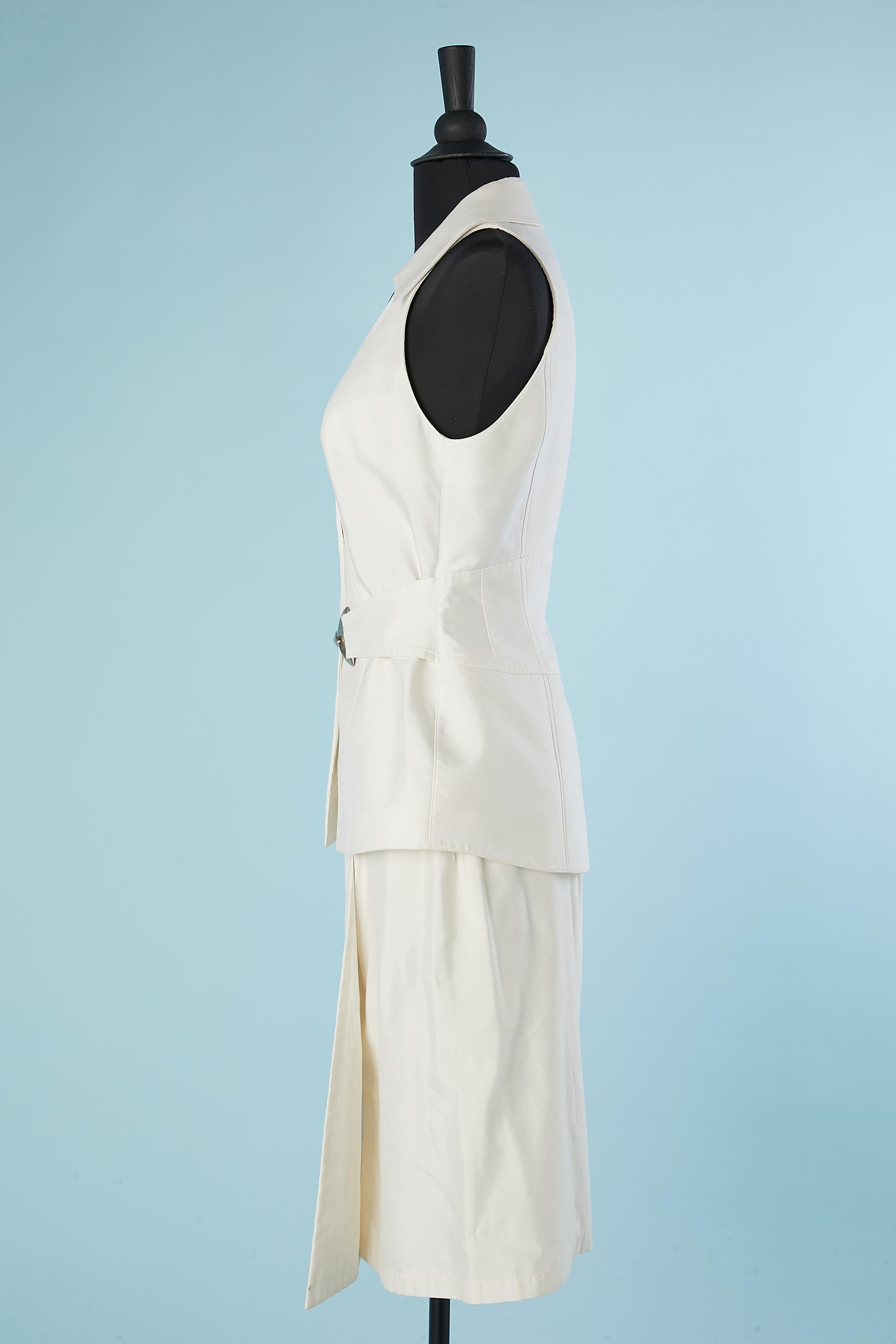 White cotton skirt and sleeveless jacket ensemble Thierry Mugler Couture  In Excellent Condition For Sale In Saint-Ouen-Sur-Seine, FR