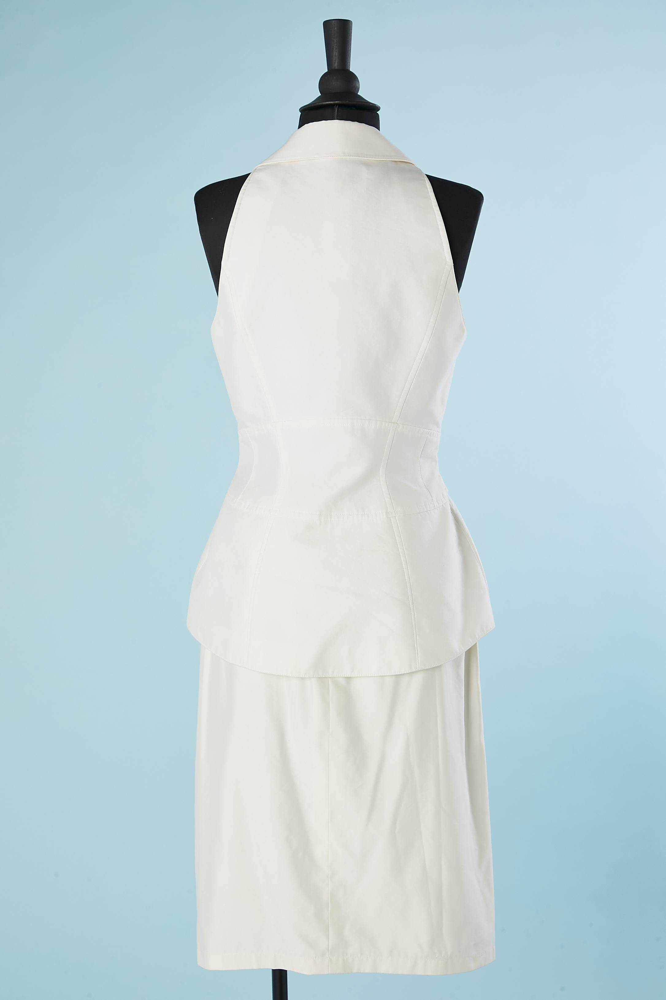 Women's White cotton skirt and sleeveless jacket ensemble Thierry Mugler Couture  For Sale