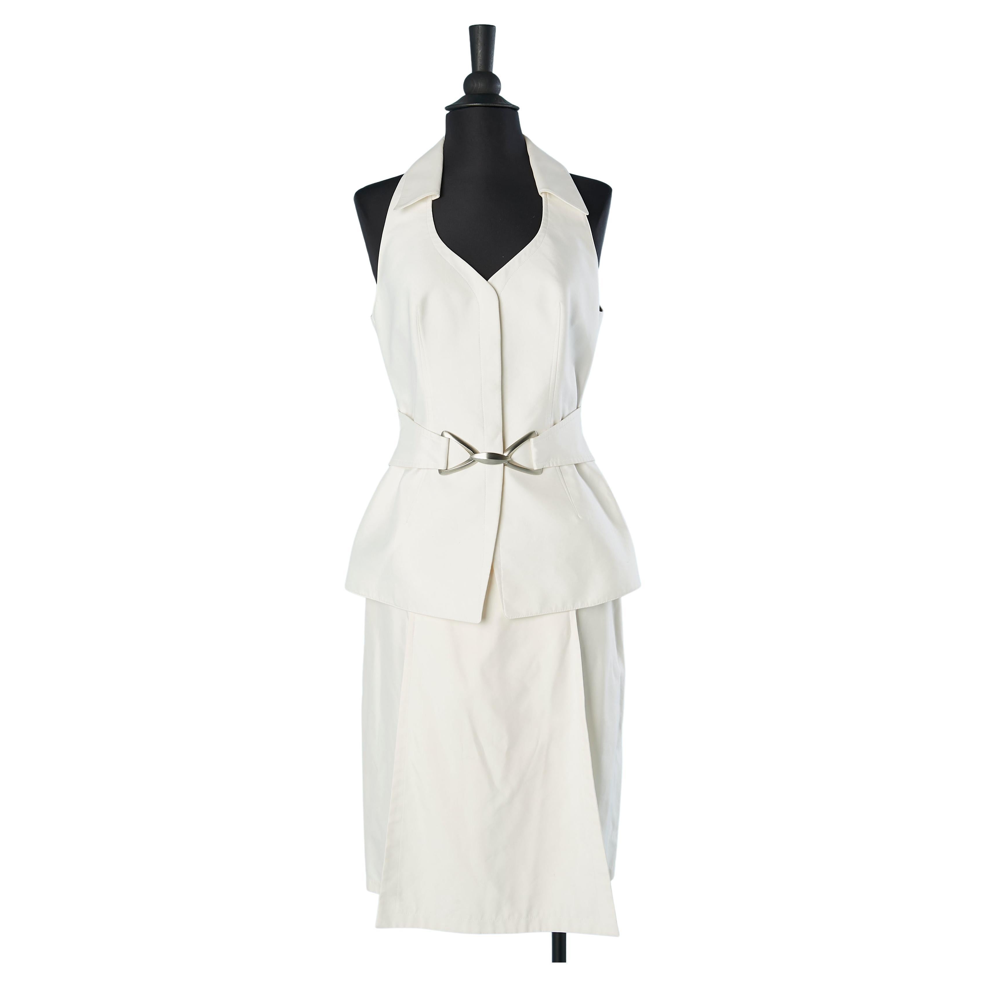 White cotton skirt and sleeveless jacket ensemble Thierry Mugler Couture  For Sale