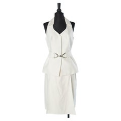 Vintage White cotton skirt and sleeveless jacket ensemble Thierry Mugler Couture 