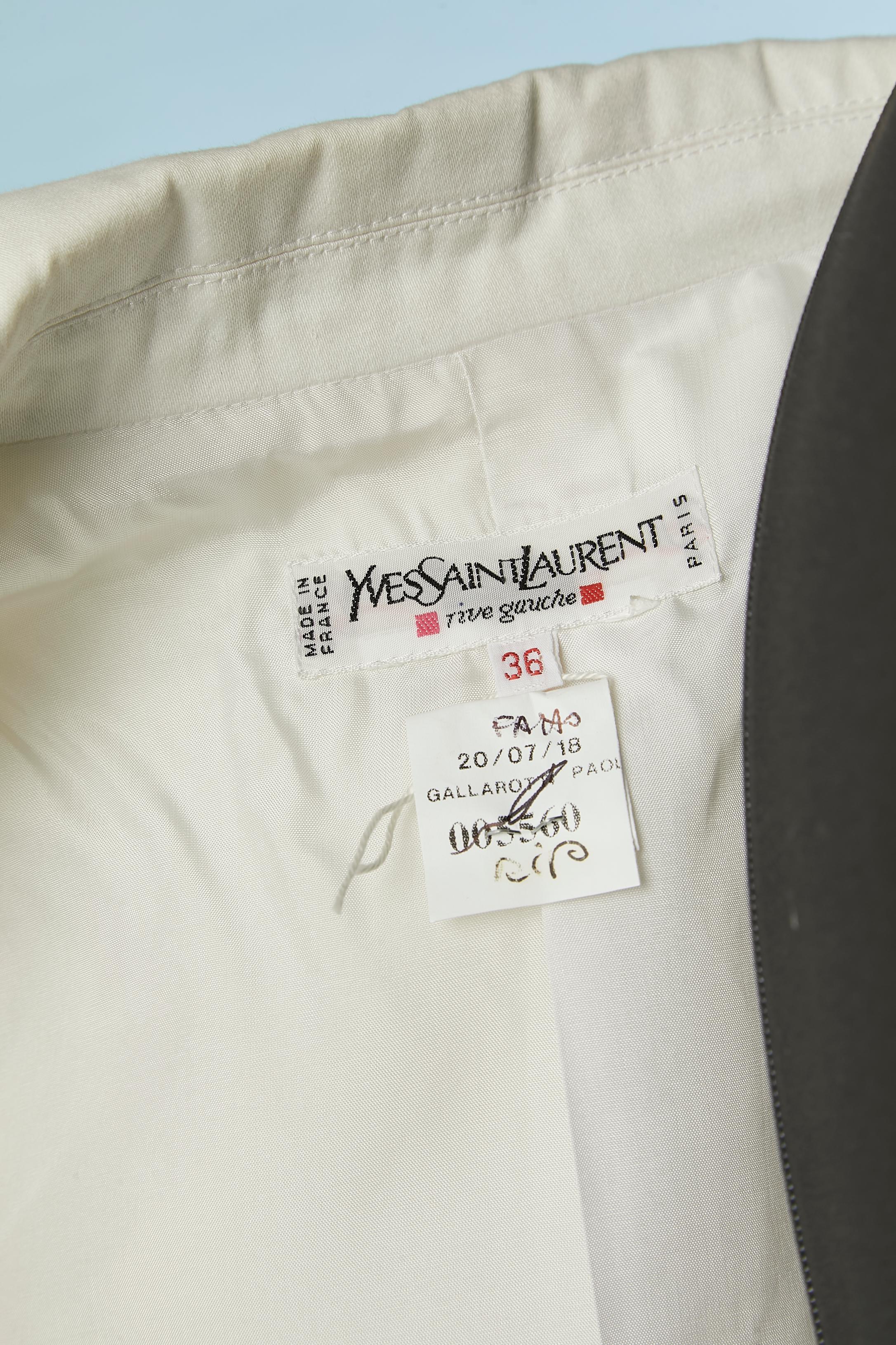 White cotton skirt suit with black buttons Yves Saint Laurent Rive Gauche  For Sale 4