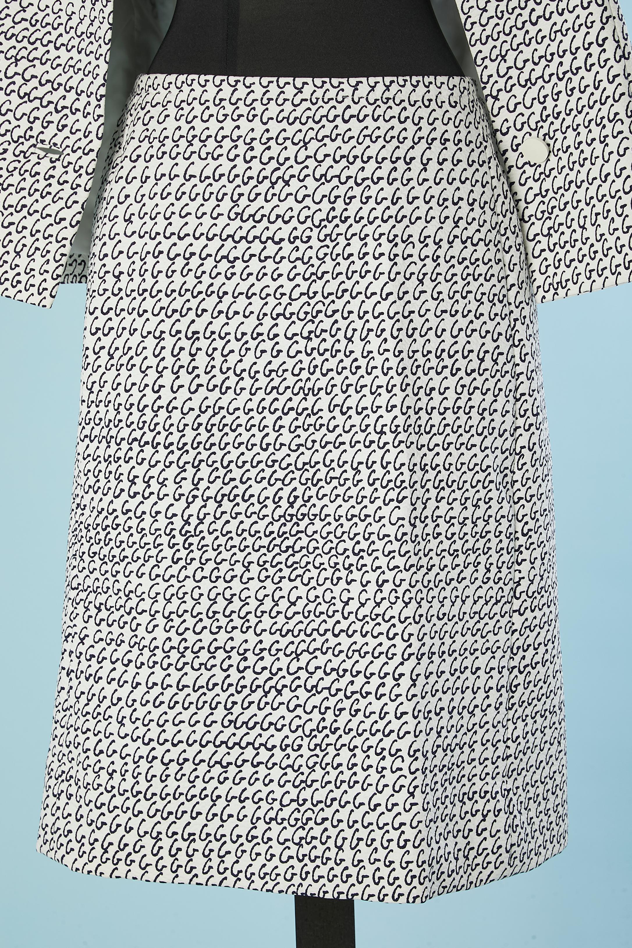 Combinaison jupe en coton blanc avec imprimé « G » Givenchy Nouvelle Couture des années 1980  Pour femmes en vente