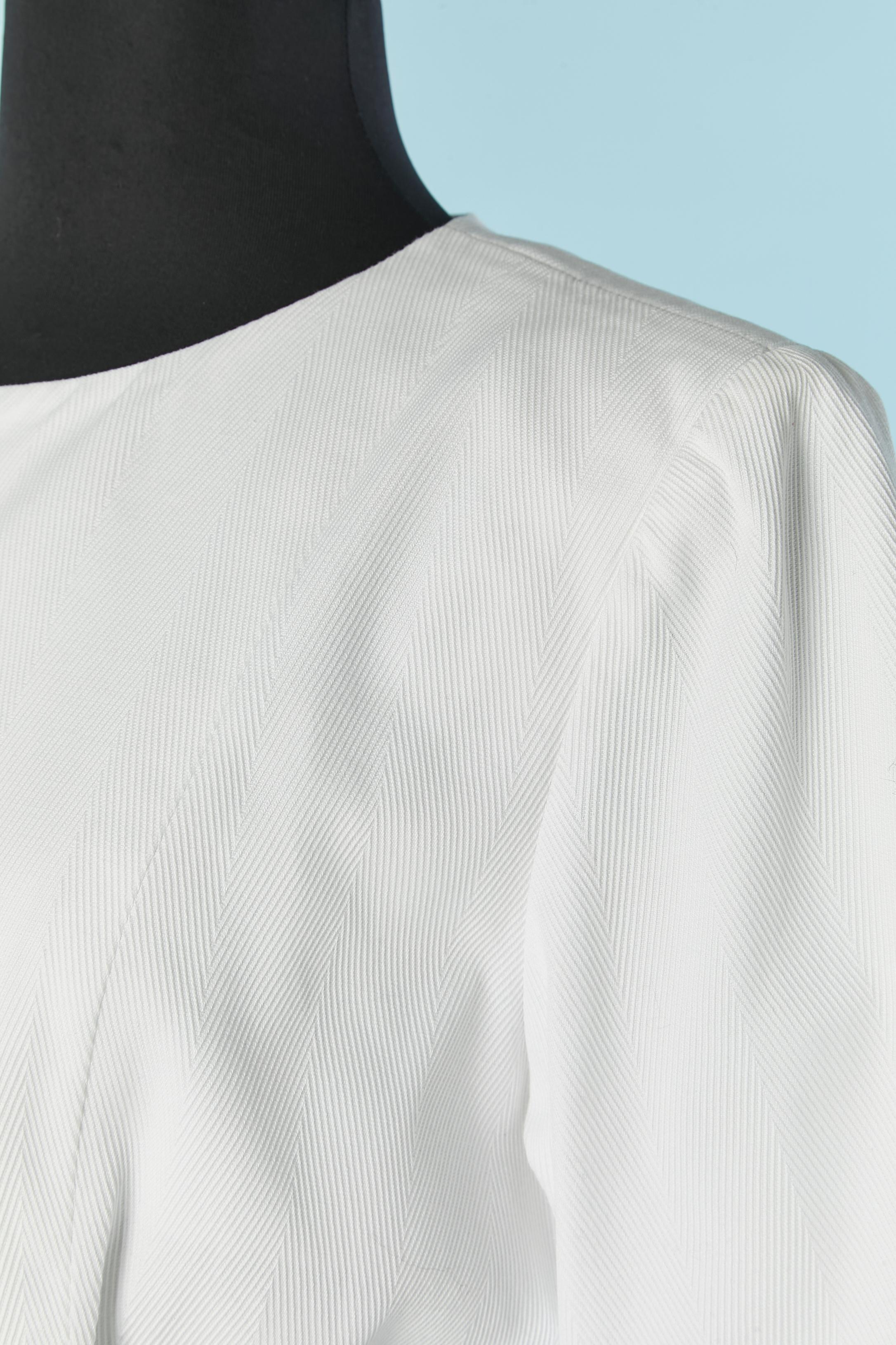 White cotton skirt suit YVES SAINT LAURENT RIVE GAUCHE In Excellent Condition For Sale In Saint-Ouen-Sur-Seine, FR