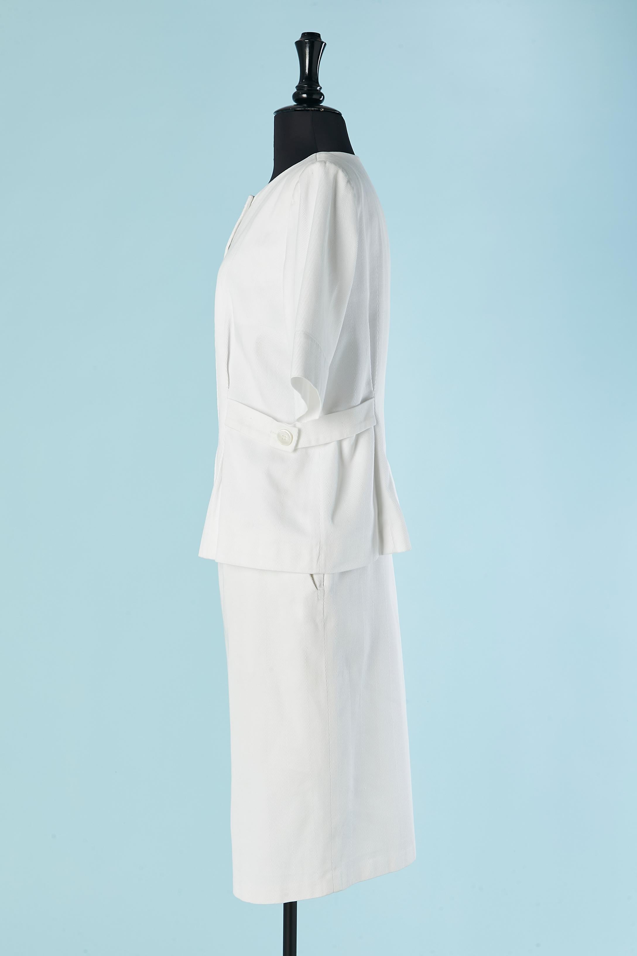 Women's White cotton skirt suit YVES SAINT LAURENT RIVE GAUCHE For Sale