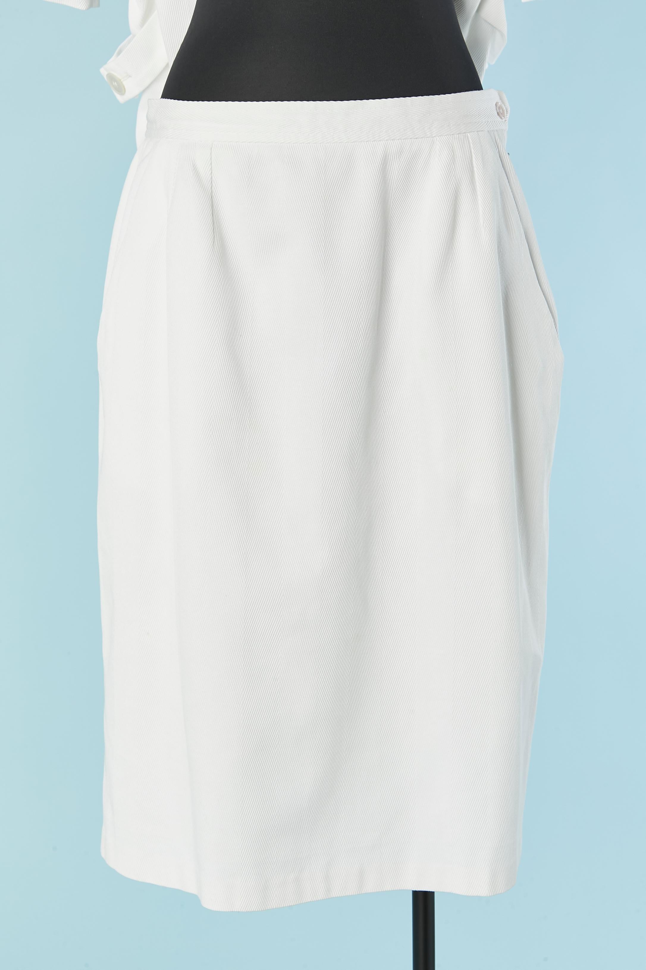 White cotton skirt suit YVES SAINT LAURENT RIVE GAUCHE For Sale 2