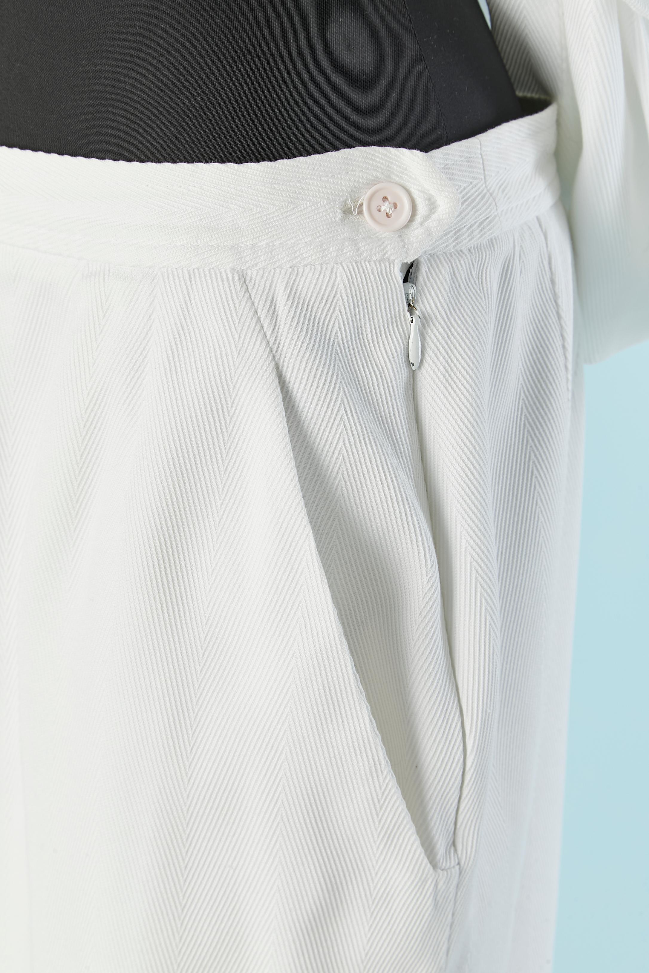 White cotton skirt suit YVES SAINT LAURENT RIVE GAUCHE For Sale 3
