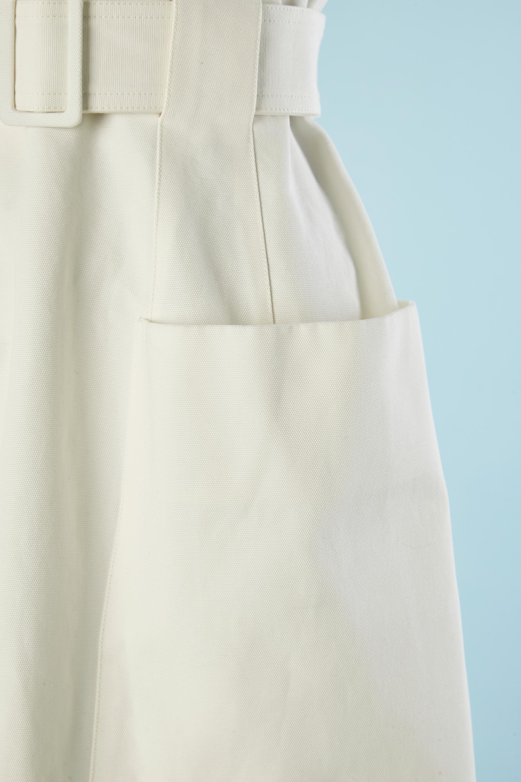 White cotton sleeveless cotton dress with belt Alexander McQueen  In Excellent Condition In Saint-Ouen-Sur-Seine, FR
