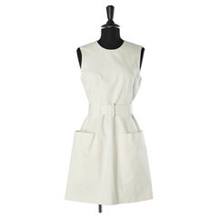 White cotton sleeveless cotton dress with belt Alexander McQueen 