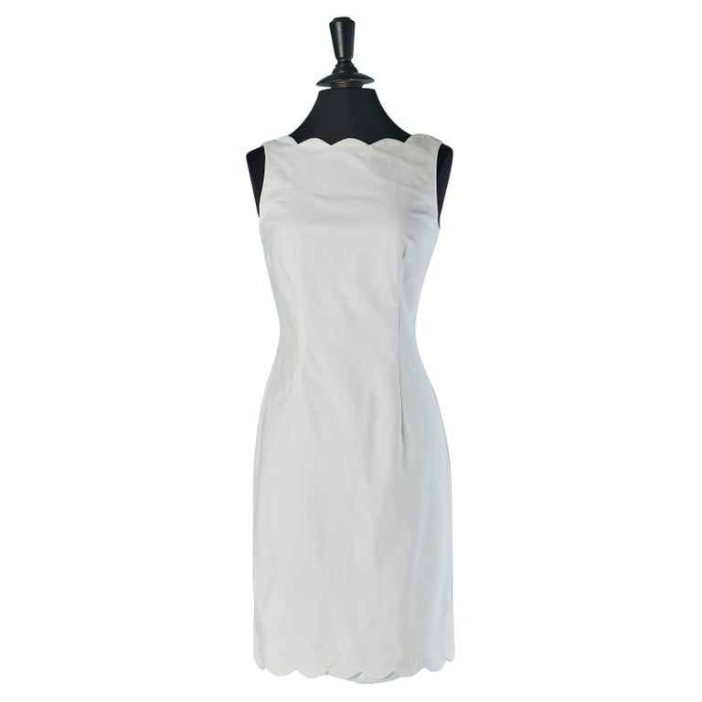 christian dior white cotton dress 69775 auth CHRISTIAN DIOR white cotton 2017 PLEATED MINI Dress 40 M