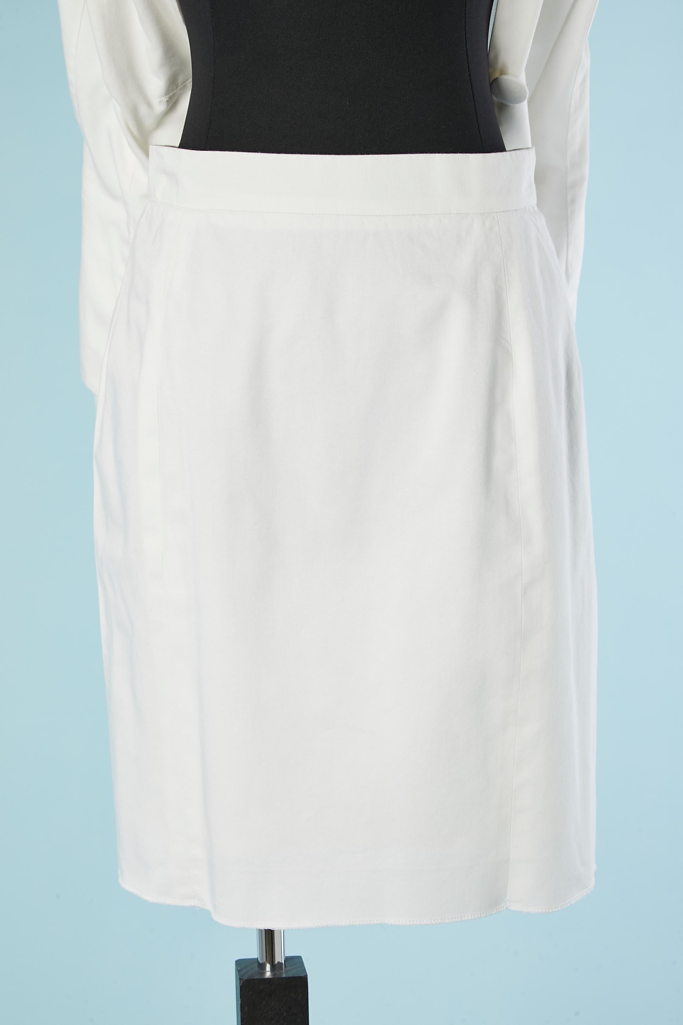 White cotton sleeveless jacket and skirt ensemble Lecoanet Hémant  For Sale 1
