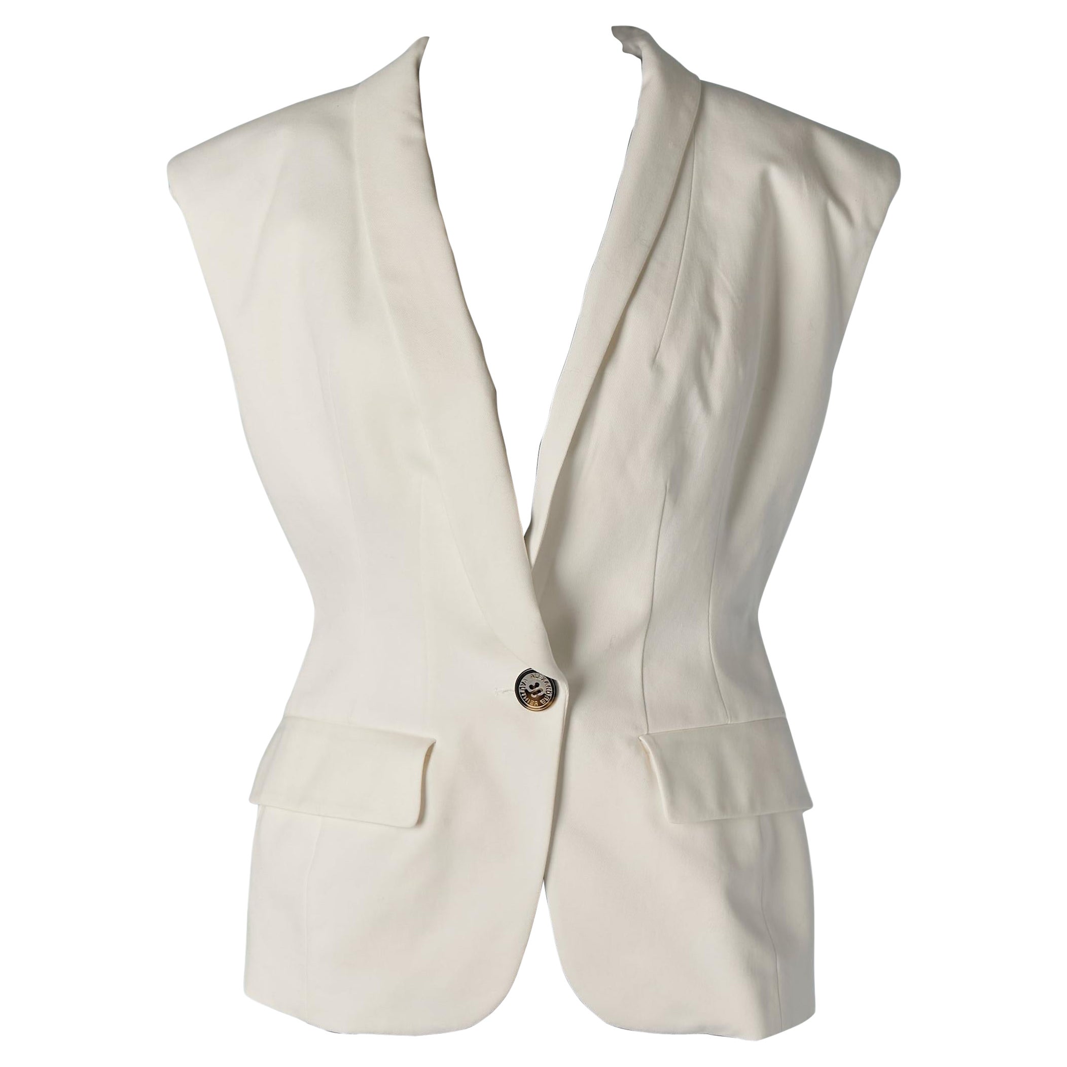 White cotton sleeveless single-breasted jacket ALEXANDRE VAUTHIER
