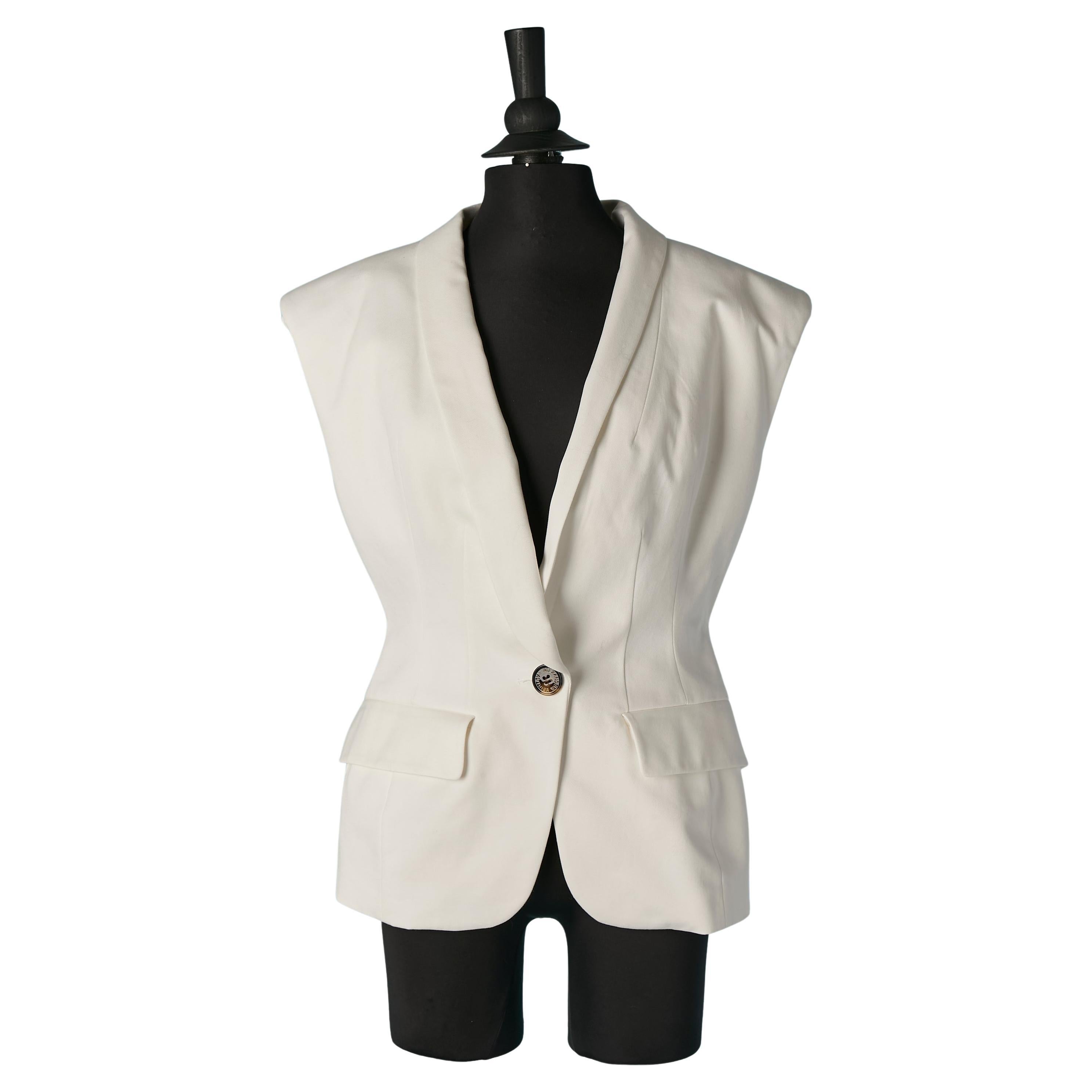 White cotton sleeveless single-breasted jacket ALEXANDRE VAUTHIER New with tag
