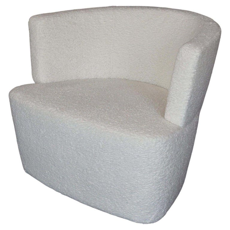 White Cotton Swivel Modern Chair Set by Coalesse In Good Condition For Sale In Los Angeles, CA