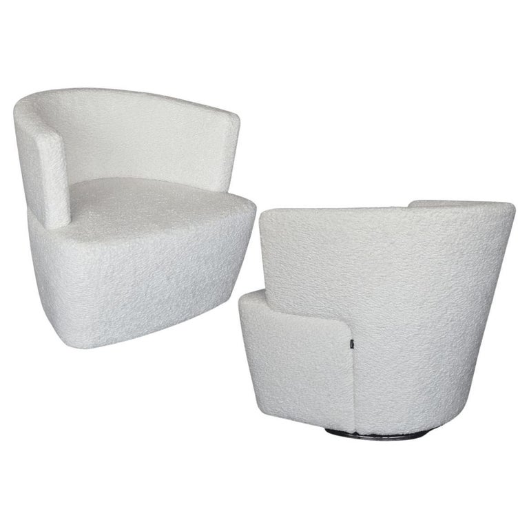 White Cotton Swivel Modern Chair Set by Coalesse For Sale