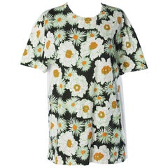 White cotton tee-shirt with flower print PRADA