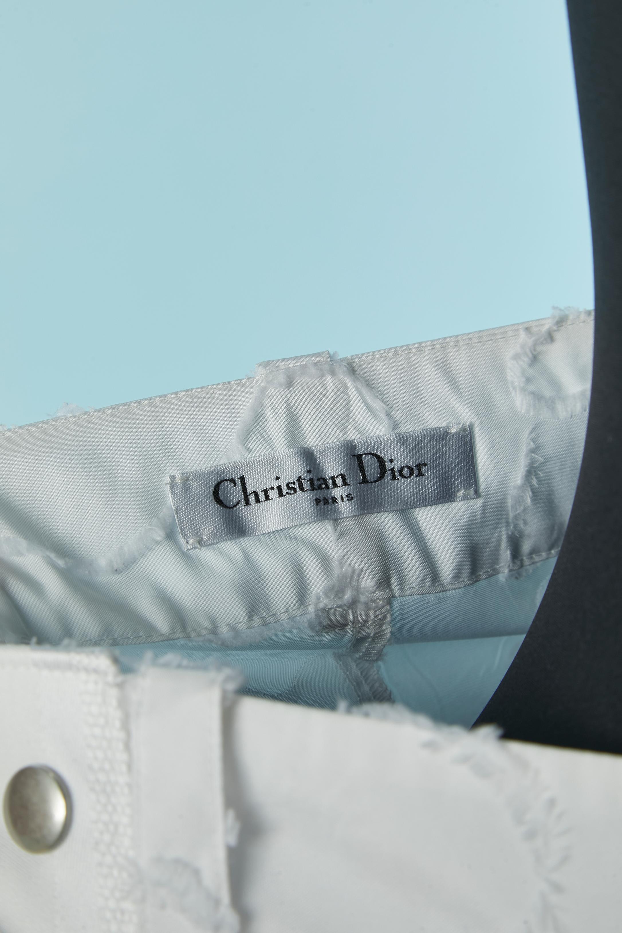 Pantalón blanco de algodón con aplicación de flecos de hilo CHRISTIAN DIOR en venta 2