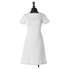 White cotton's piqué day dress with lace edge Jacques Heim for Montgomery 1960's